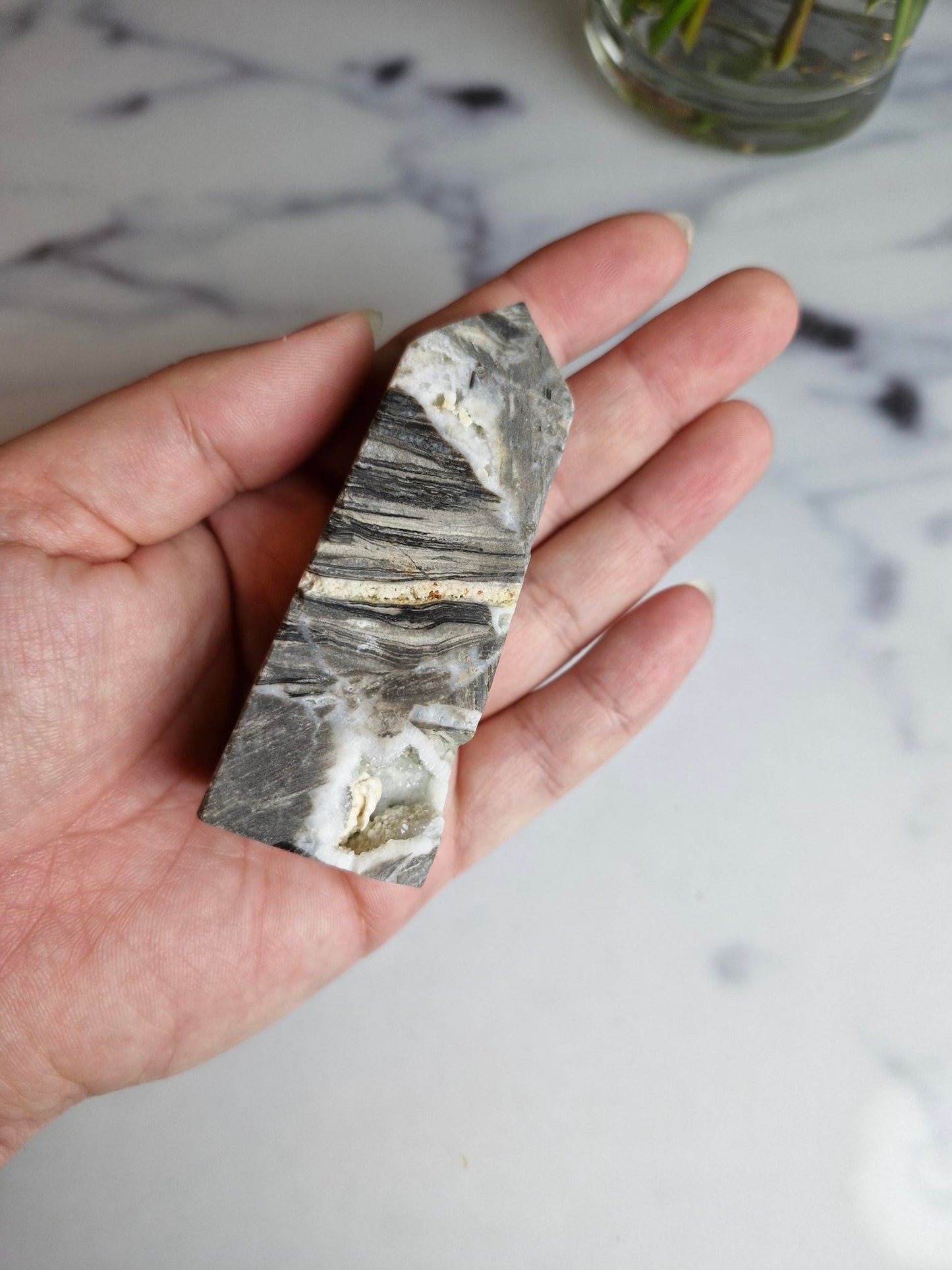 Sphalerite Tower with Sparkling Druzy