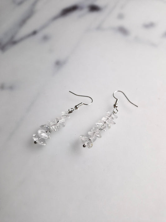Stainless Steel Silver "Clear Quartz" Earrings