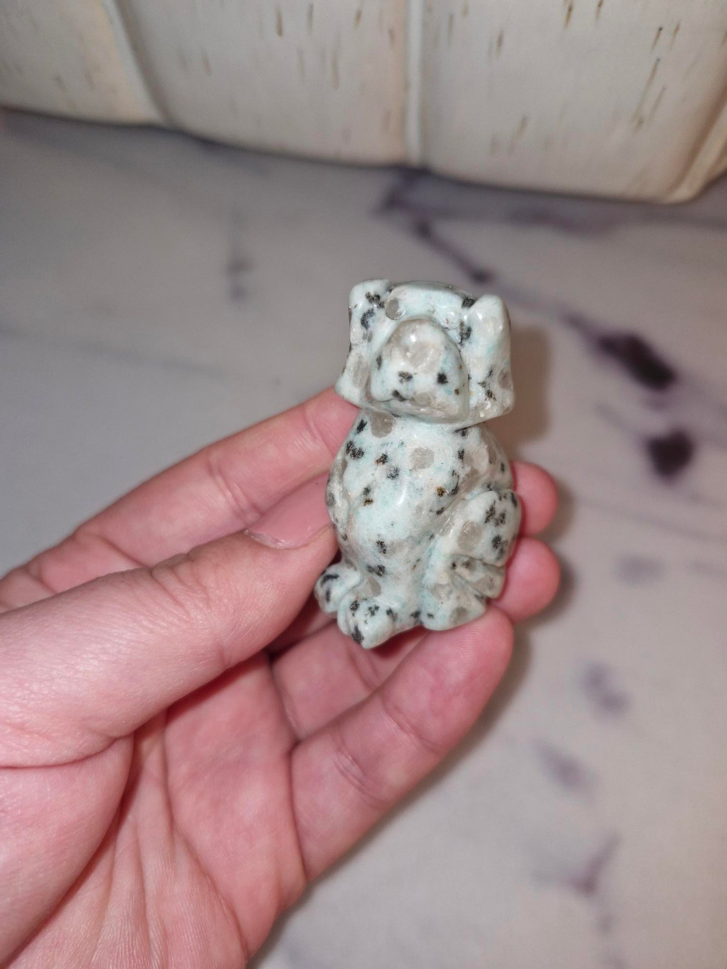 Beautiful Crystal Dog Carving - Dream Amethyst/Kiwi Jasper/Crazy Lace/Unikite
