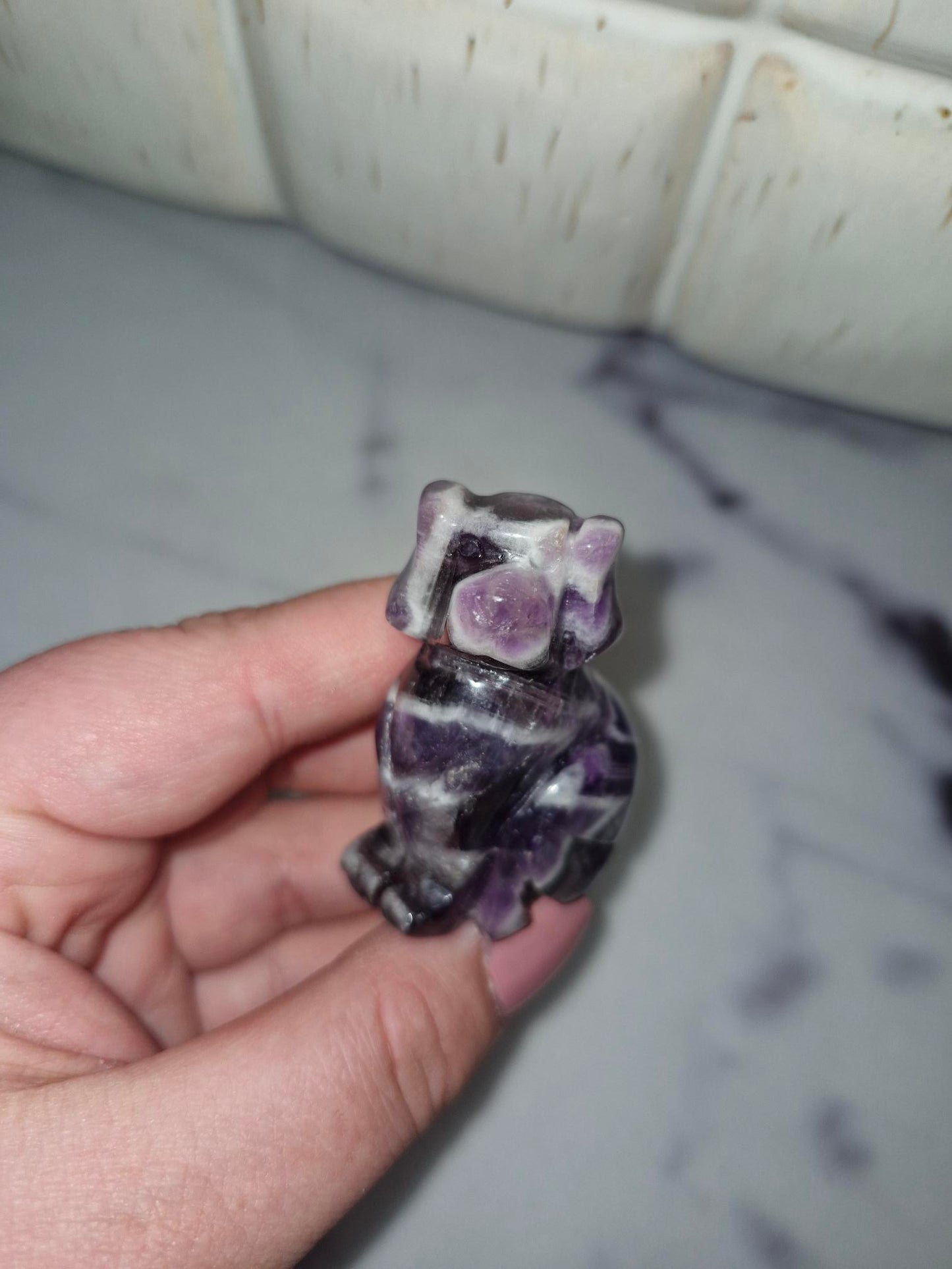 Beautiful Crystal Dog Carving - Dream Amethyst/Kiwi Jasper/Crazy Lace/Unikite