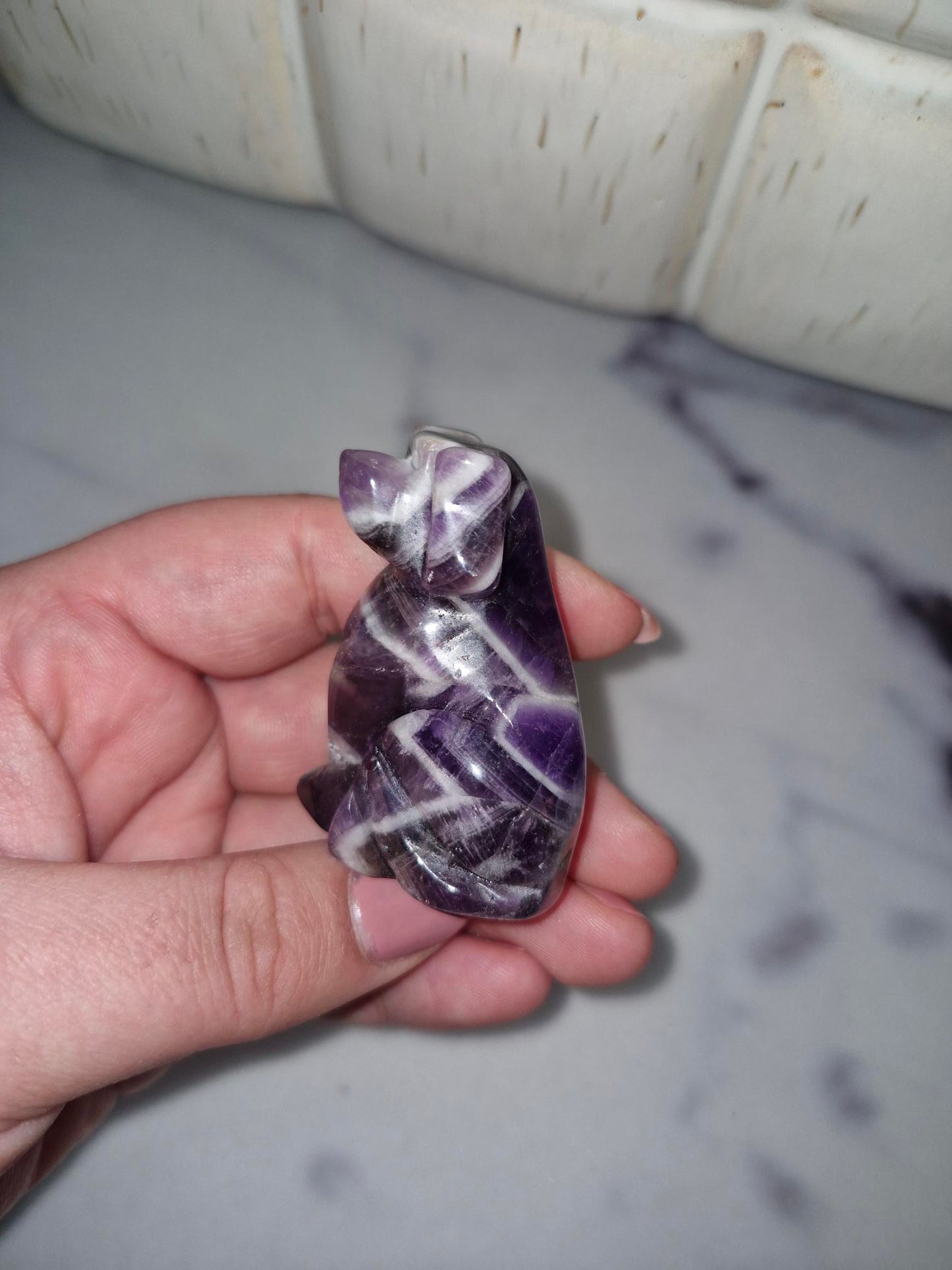 Beautiful Crystal Dog Carving - Dream Amethyst/Kiwi Jasper/Crazy Lace/Unikite