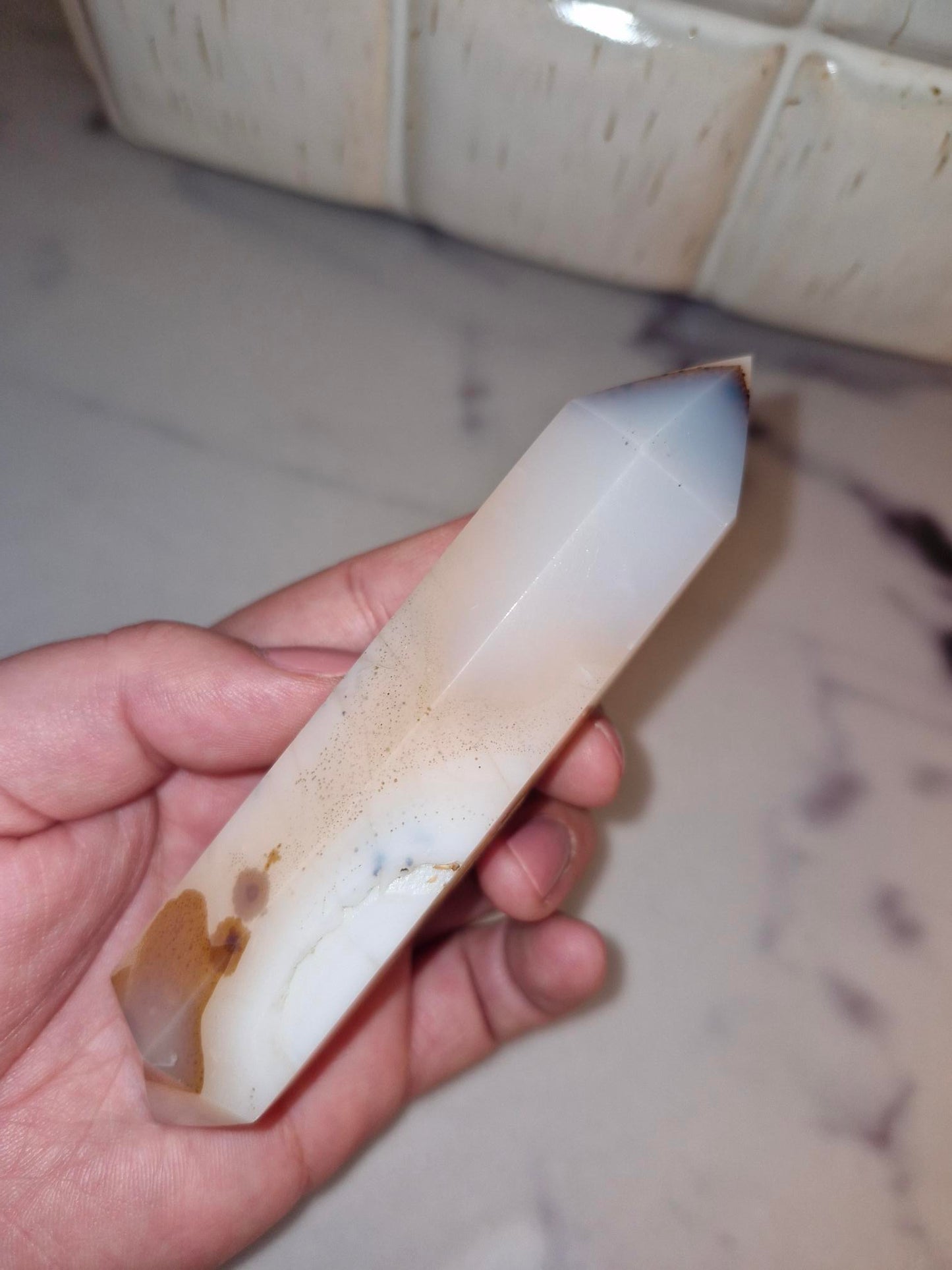 Banded Agate Wand filled with Dendrites