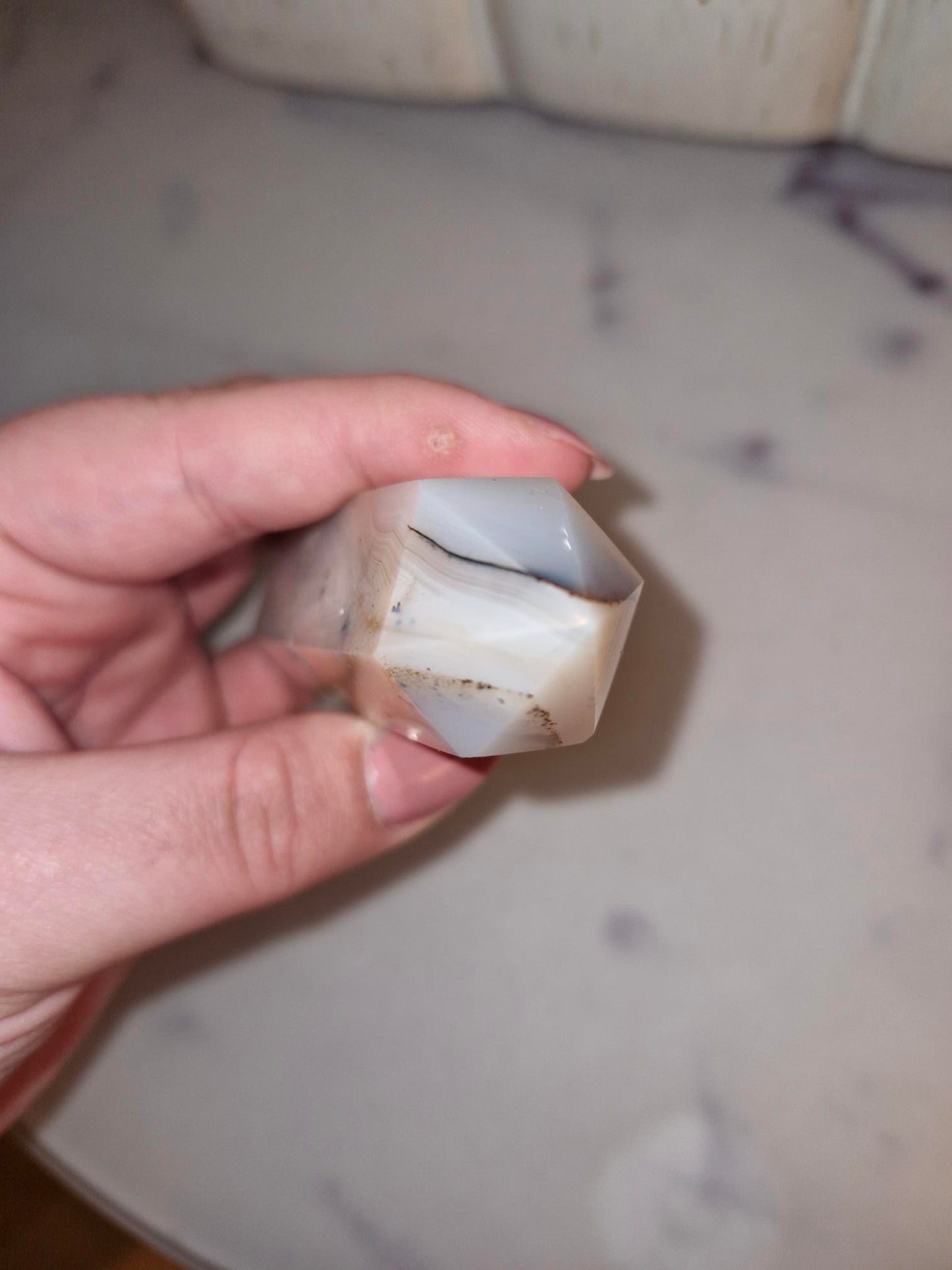 Banded Agate Wand filled with Dendrites