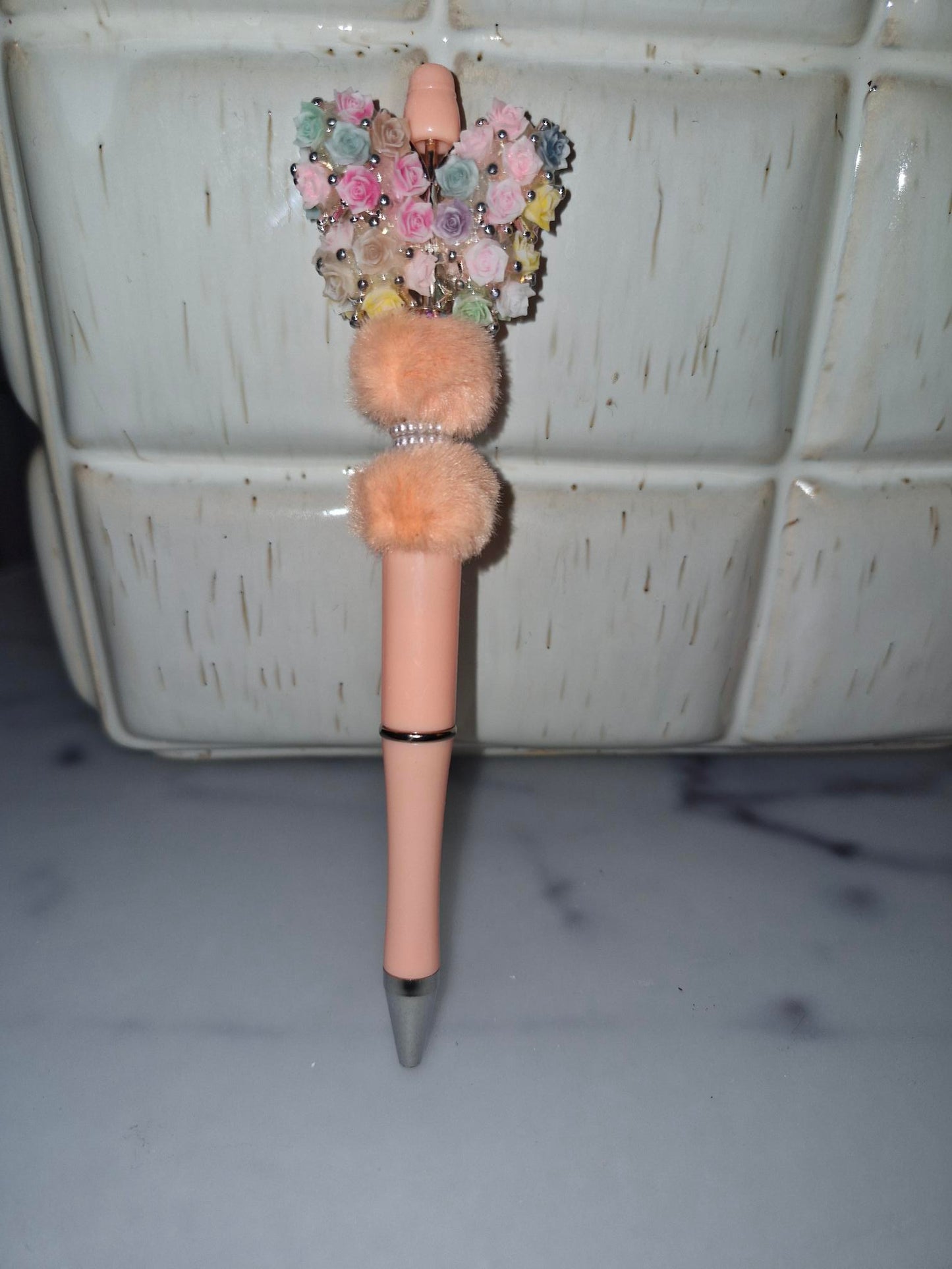 Custom Ballpoint Pen - Peach Flower Butterfly