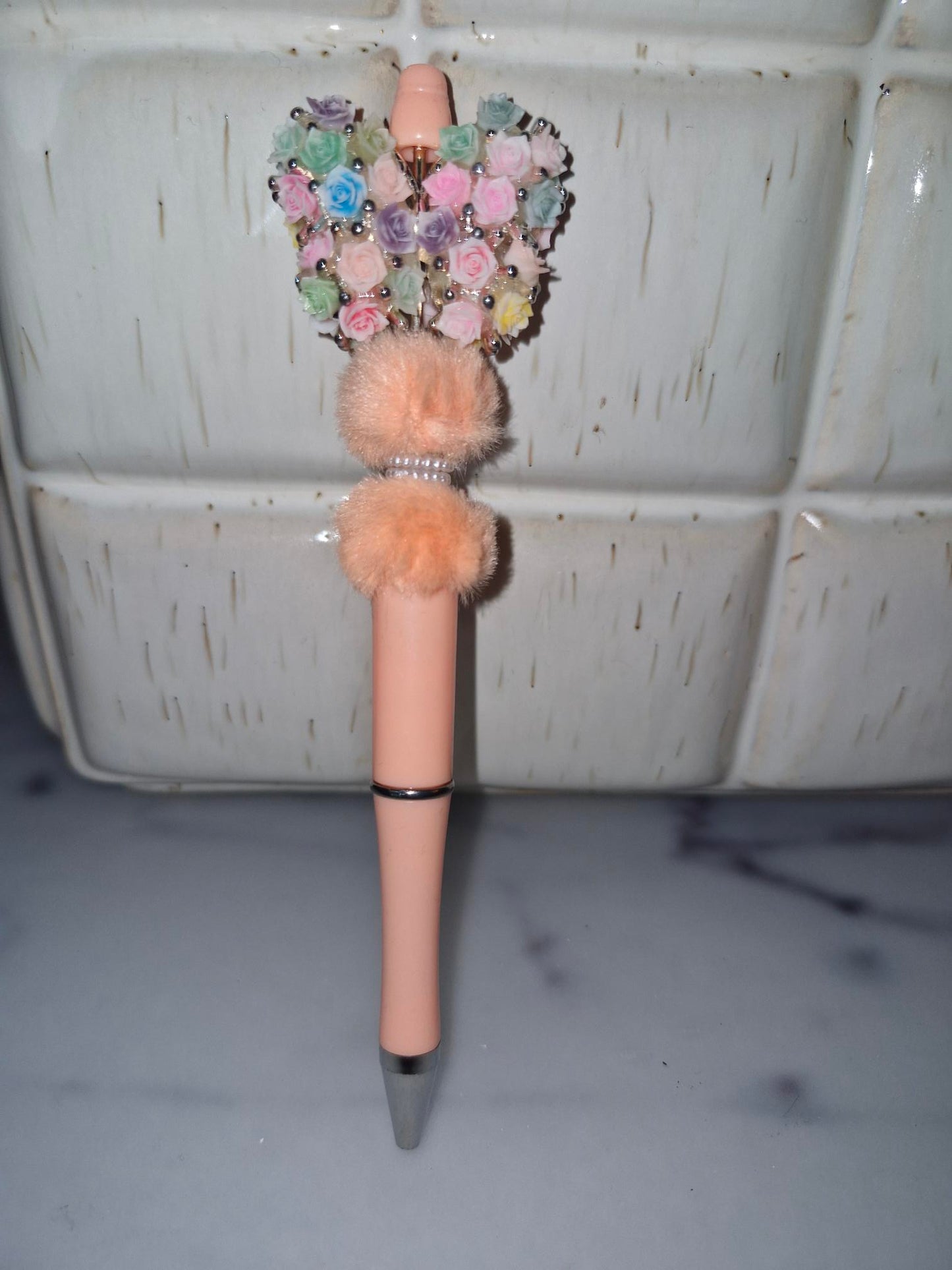 Custom Ballpoint Pen - Peach Flower Butterfly