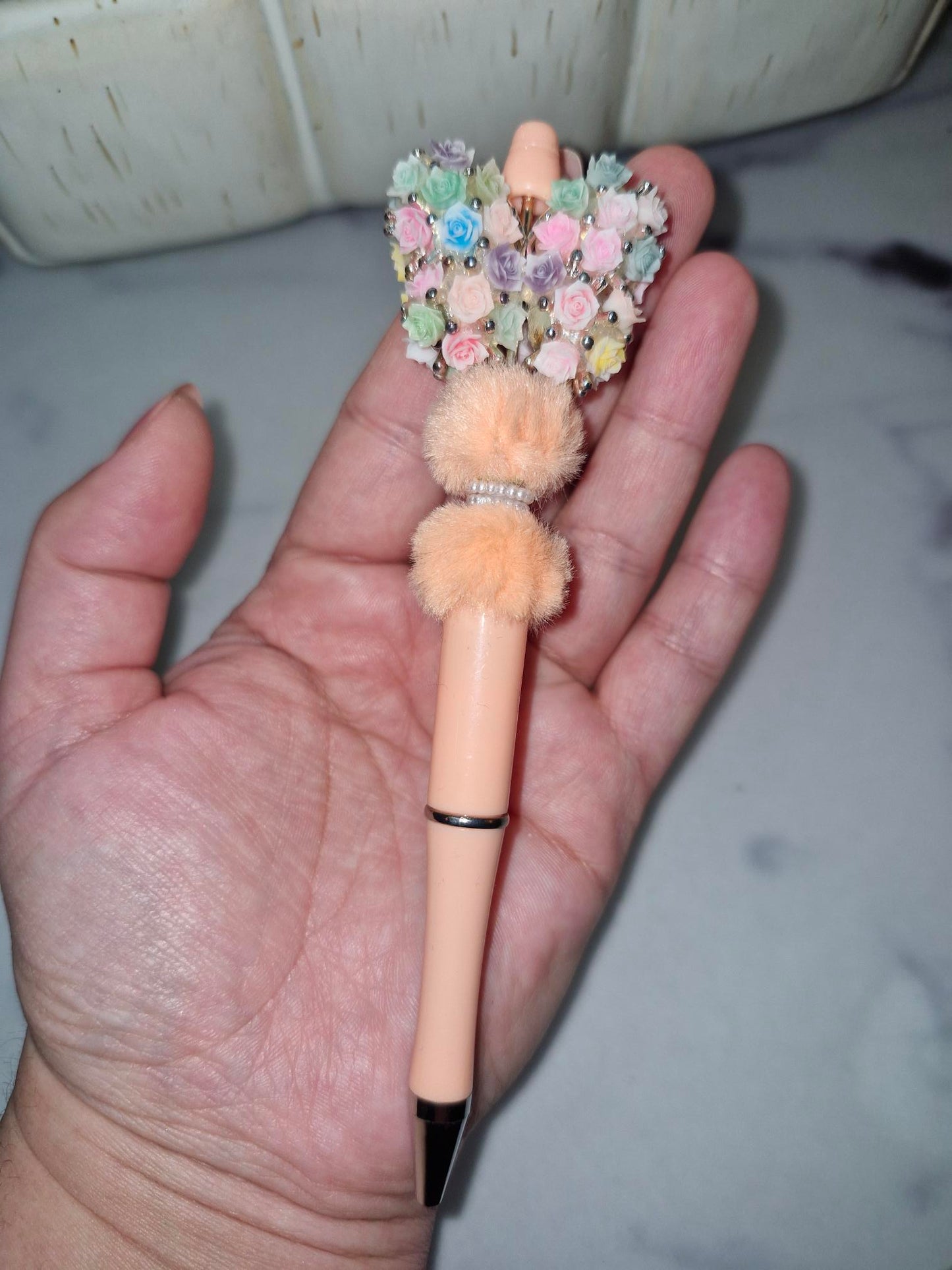 Custom Ballpoint Pen - Peach Flower Butterfly