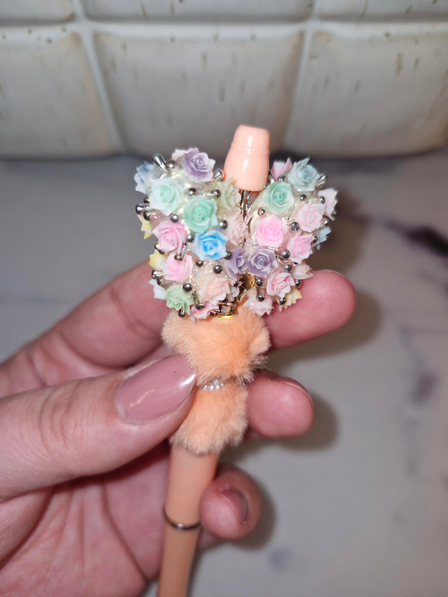 Custom Ballpoint Pen - Peach Flower Butterfly