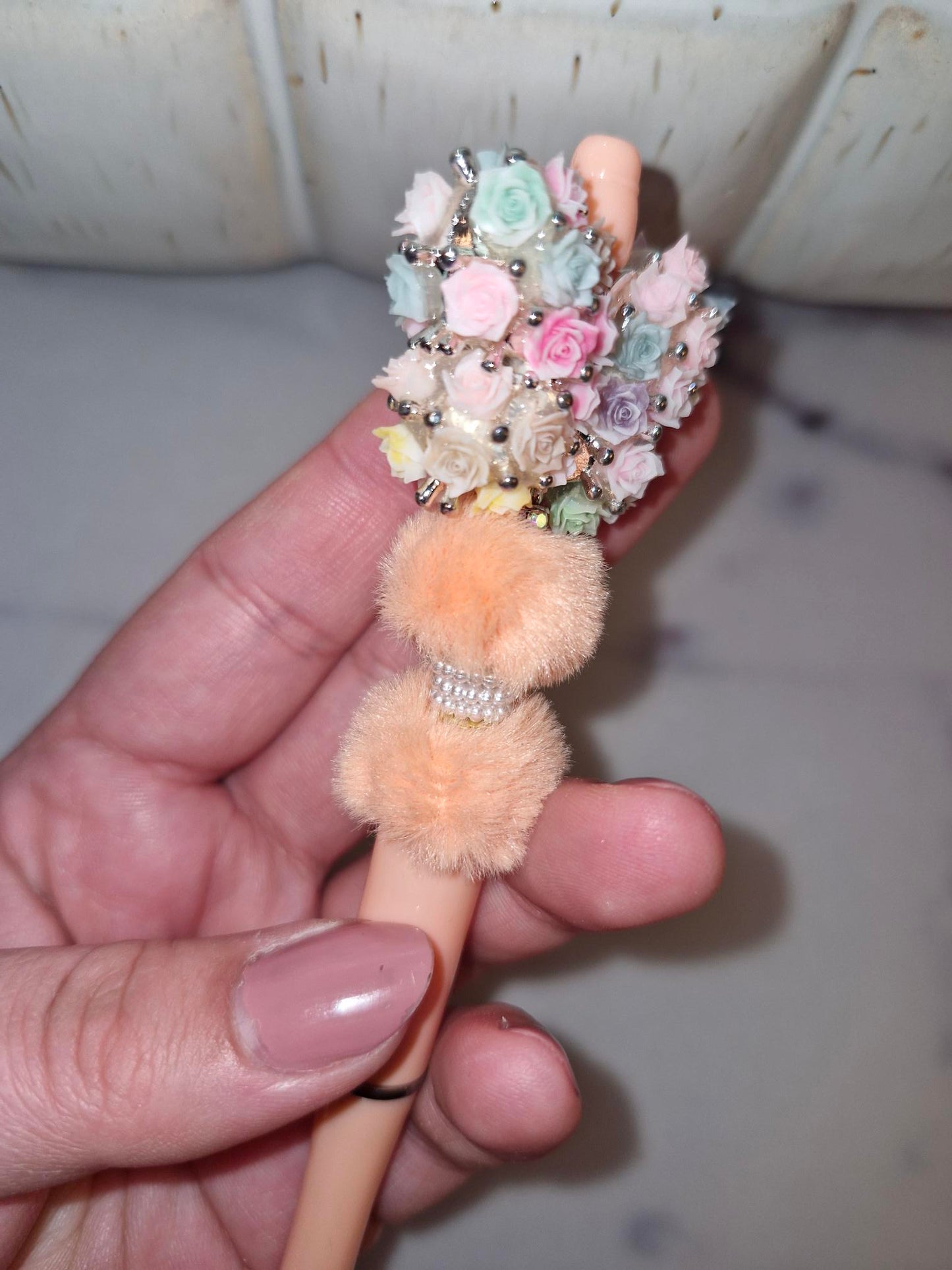 Custom Ballpoint Pen - Peach Flower Butterfly