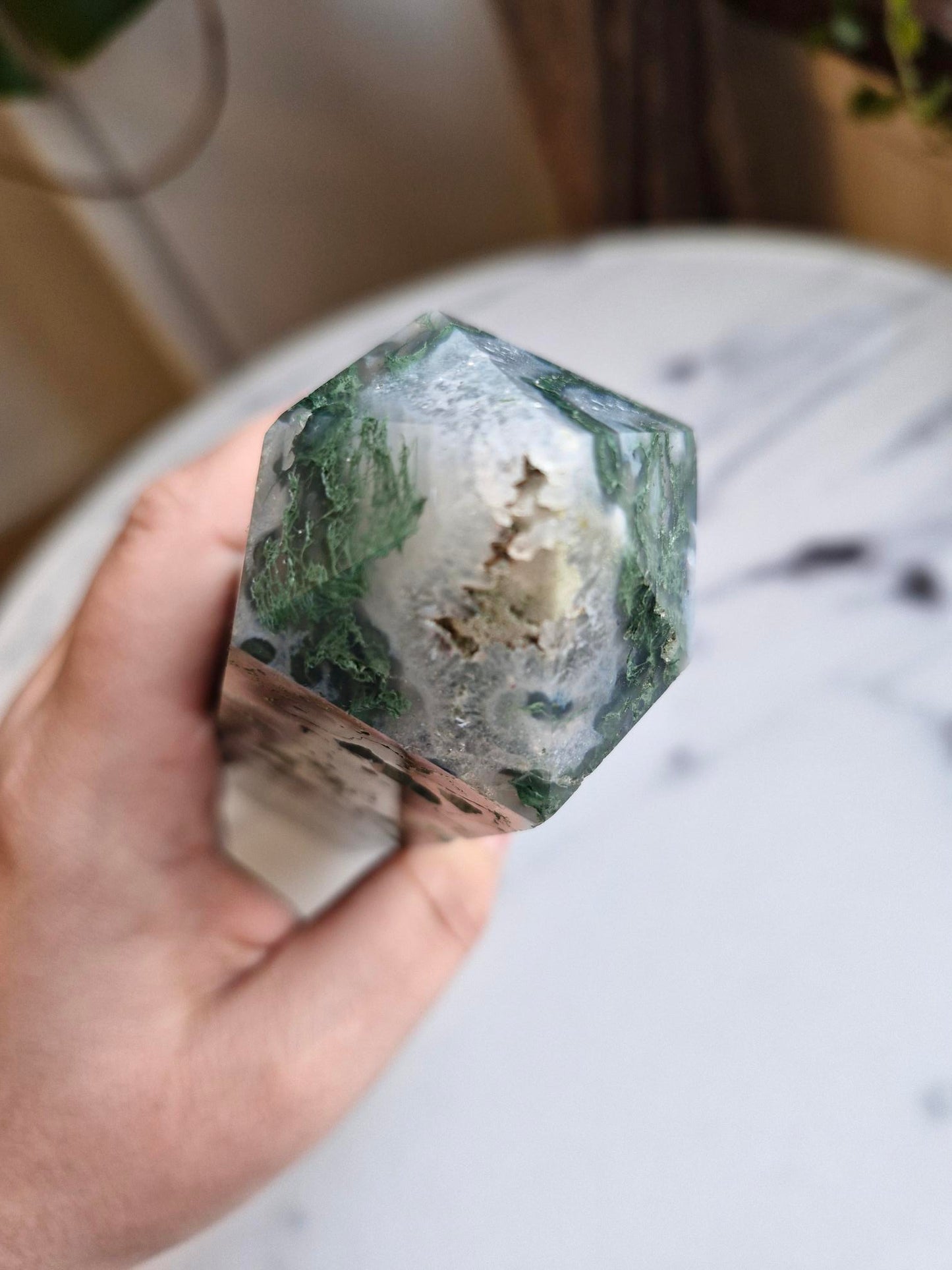 Druzy Moss Agate Tower