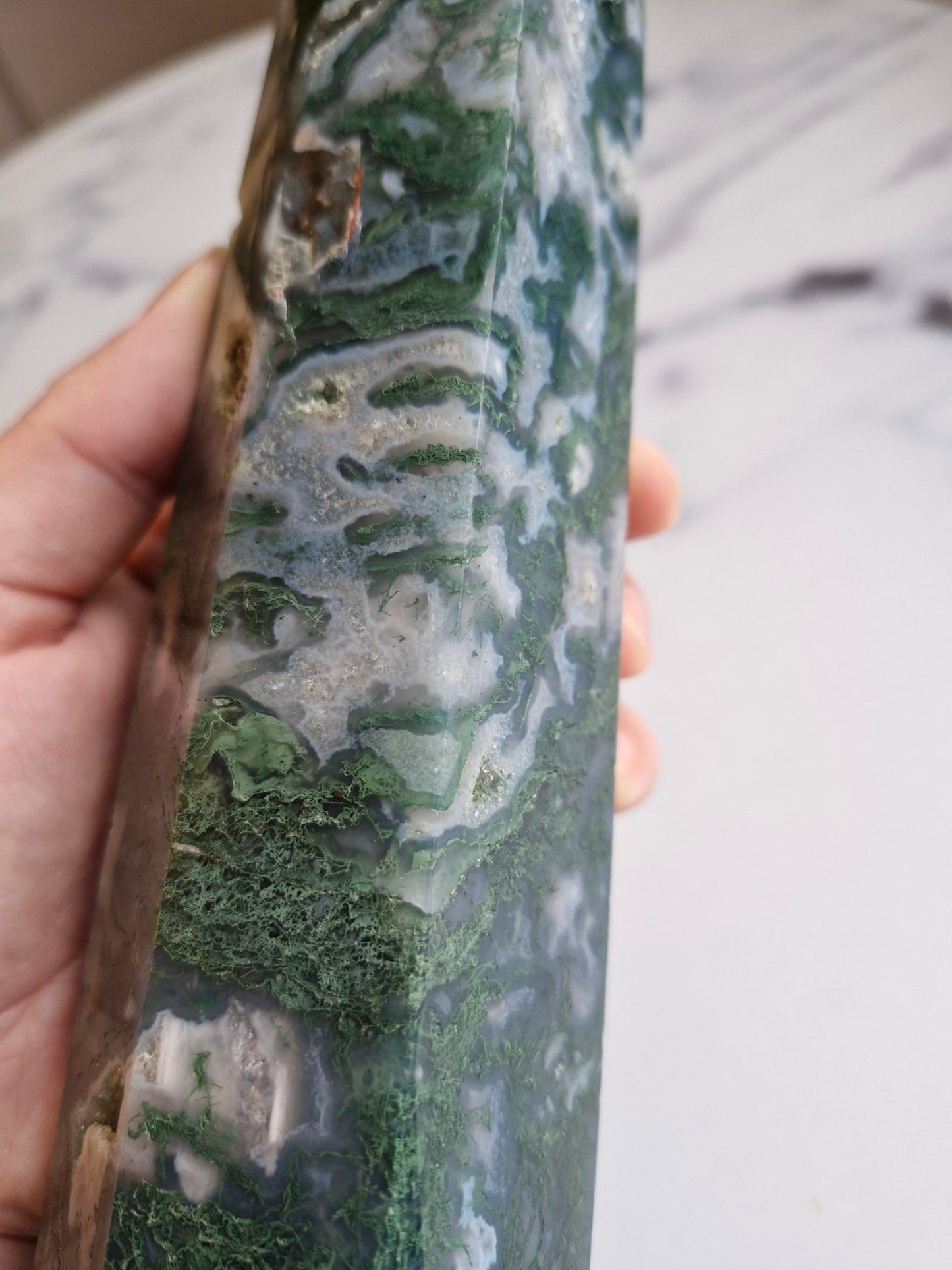 Druzy Moss Agate Tower
