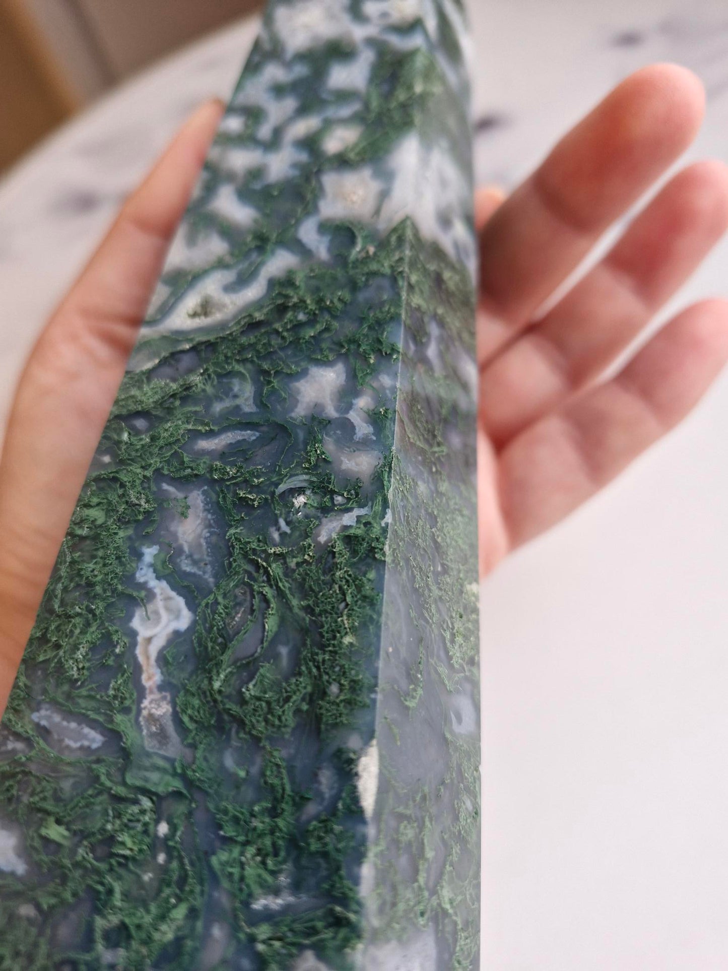 Druzy Moss Agate Tower