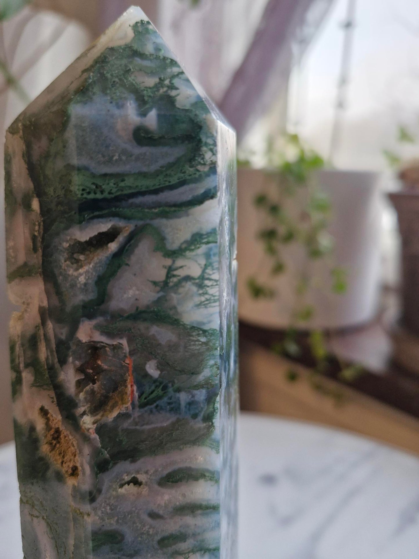 Druzy Moss Agate Tower