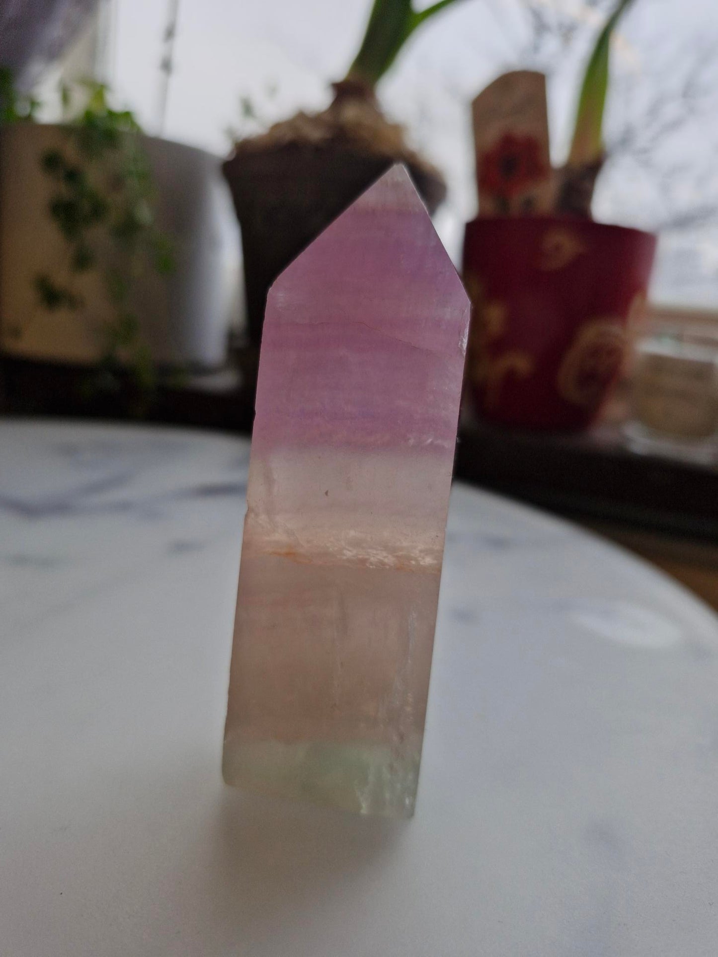 Multi Colored, Banded Fluorite Tower