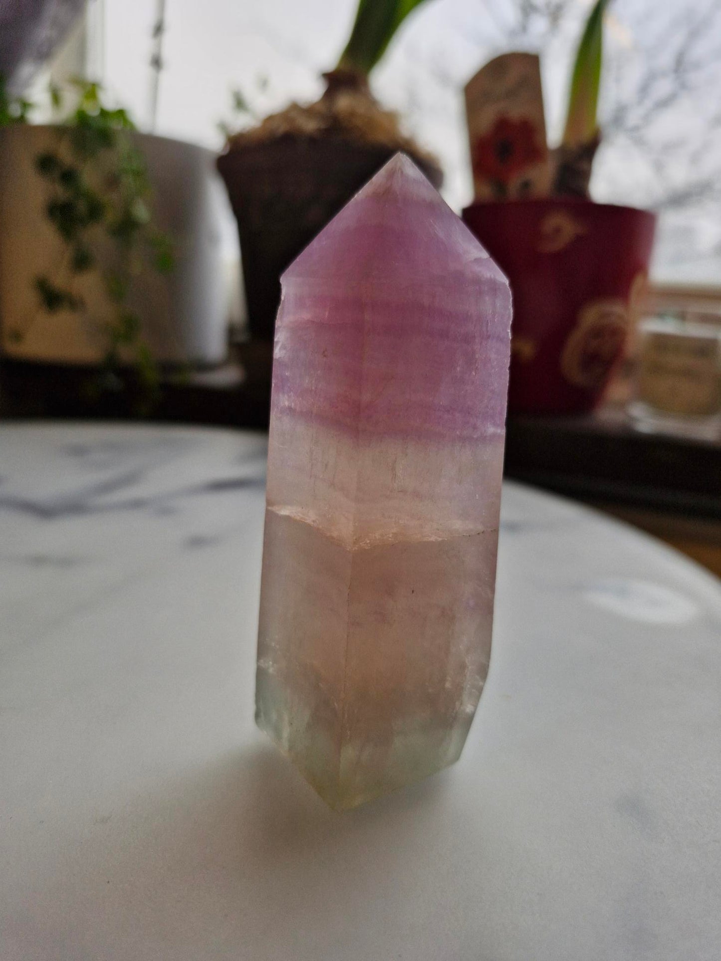 Multi Colored, Banded Fluorite Tower