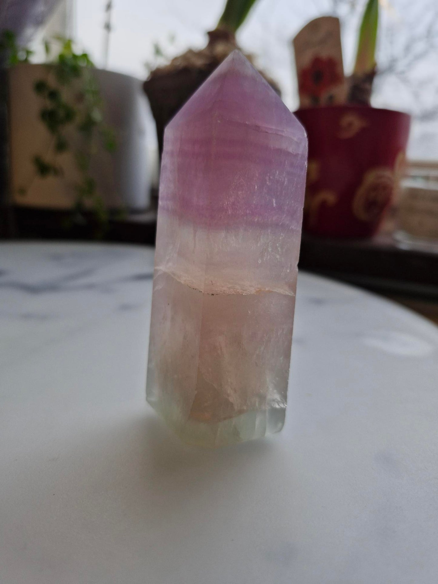 Multi Colored, Banded Fluorite Tower