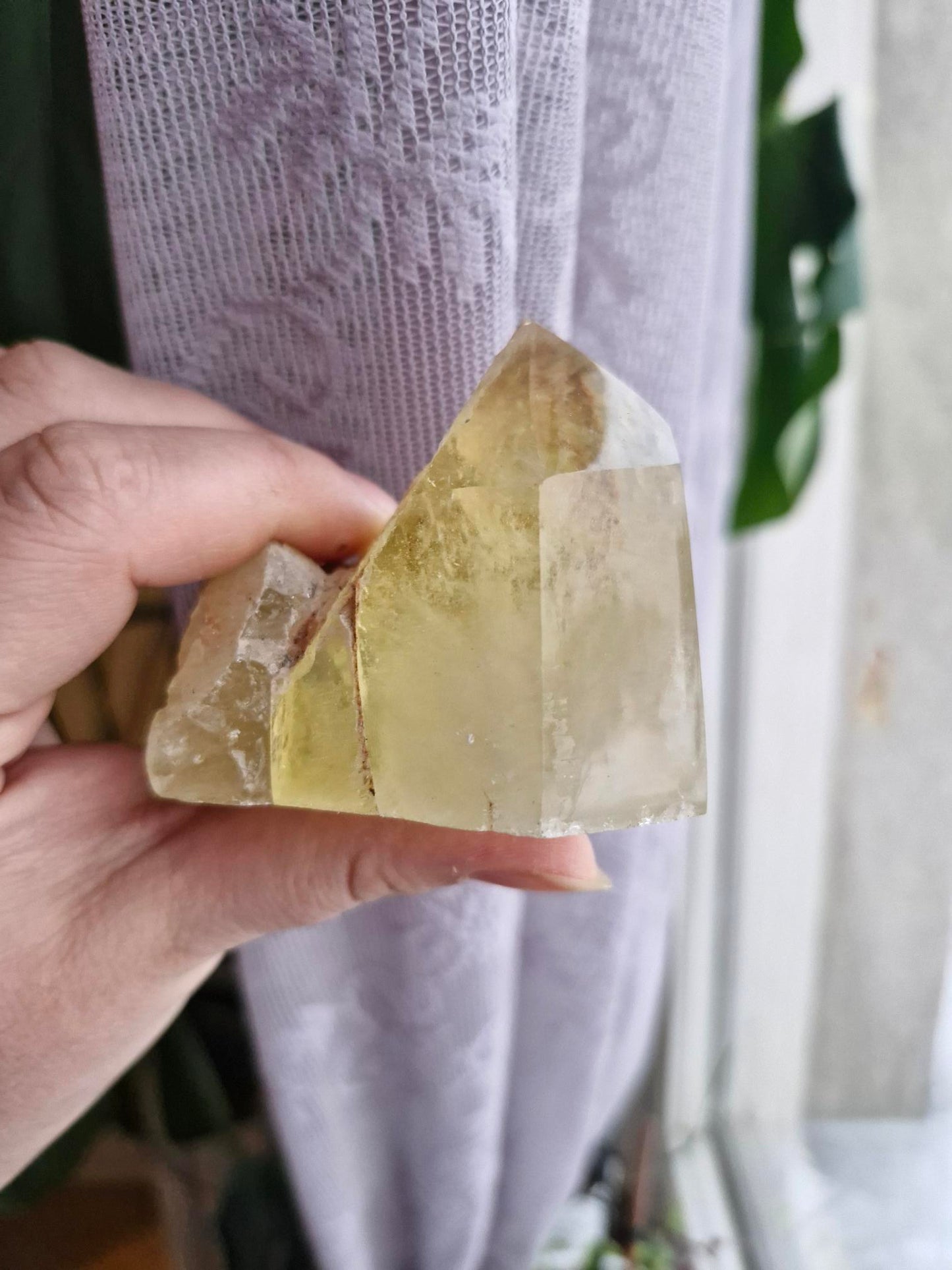 Natural Citrine Freeform - Half Raw Half Polished with Rainbows