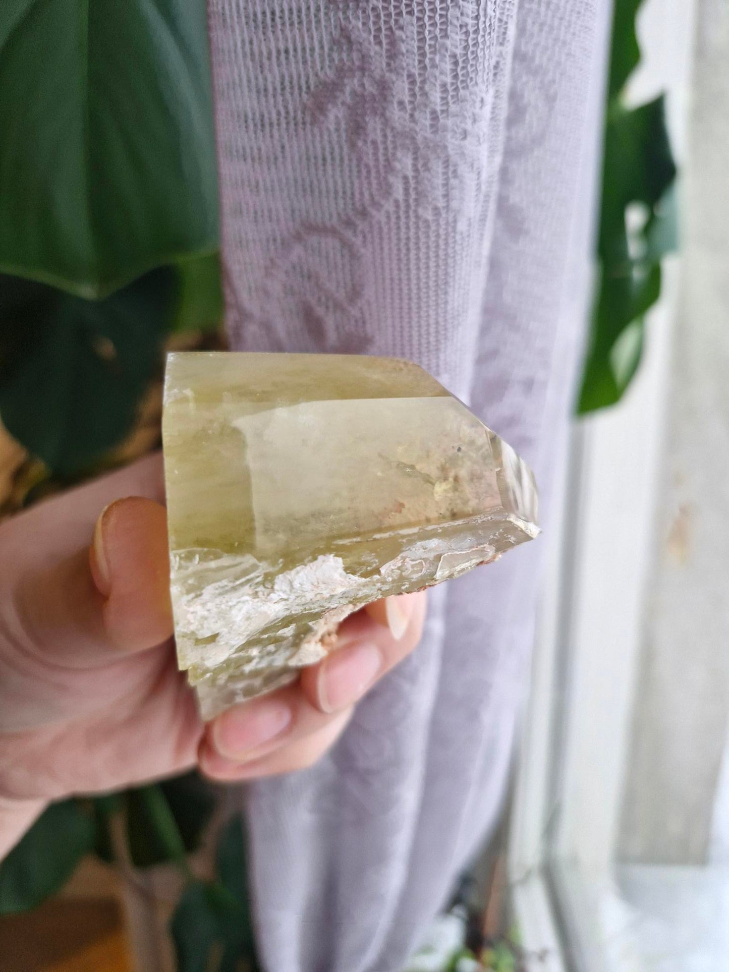 Natural Citrine Freeform - Half Raw Half Polished with Rainbows