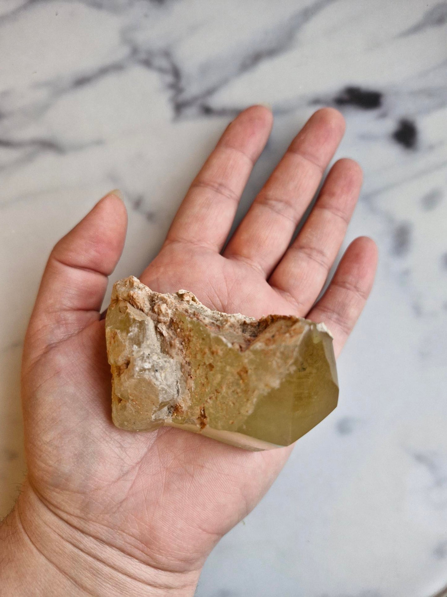 Natural Citrine Freeform - Half Raw Half Polished with Rainbows