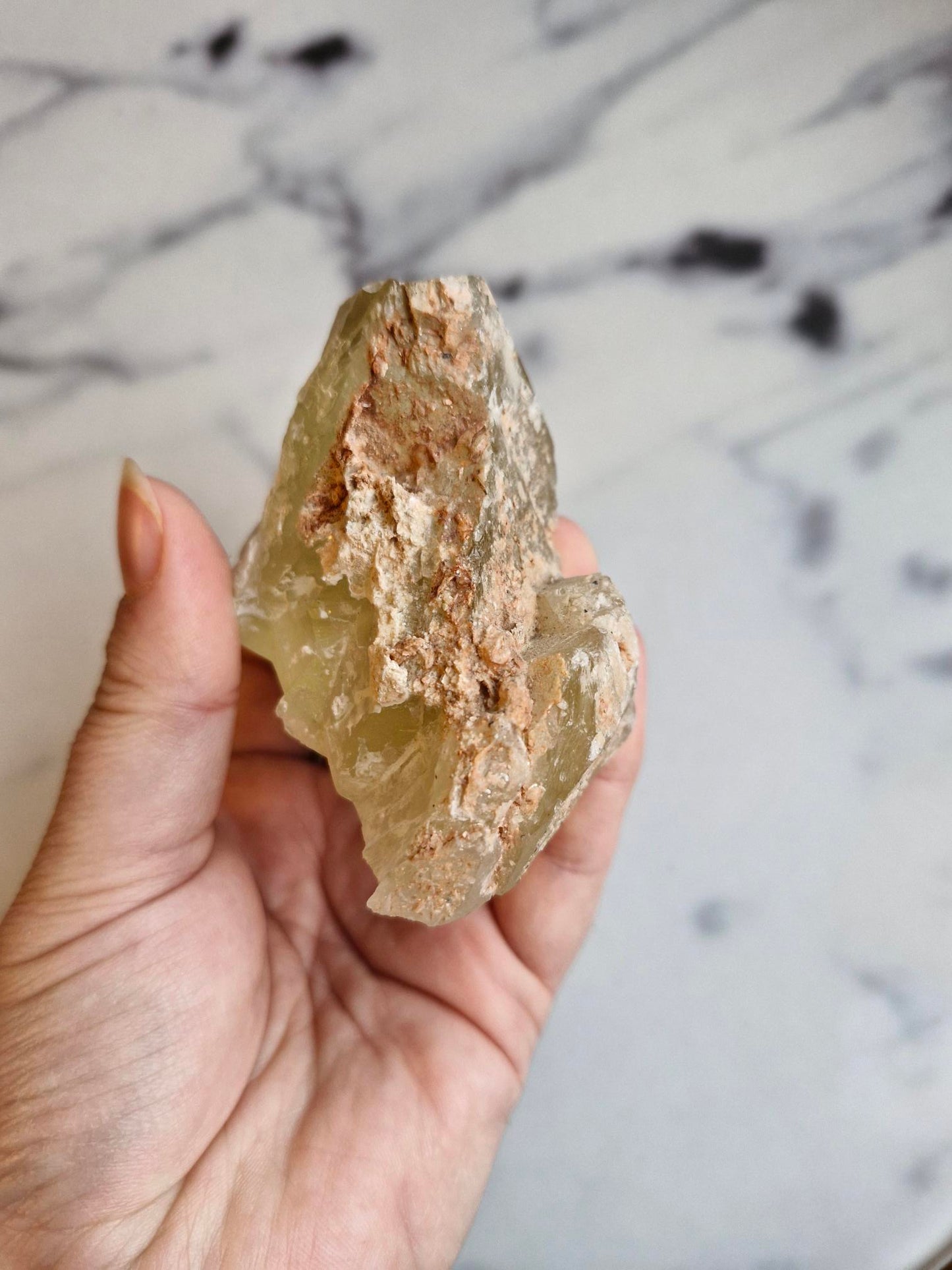 Natural Citrine Freeform - Half Raw Half Polished with Rainbows