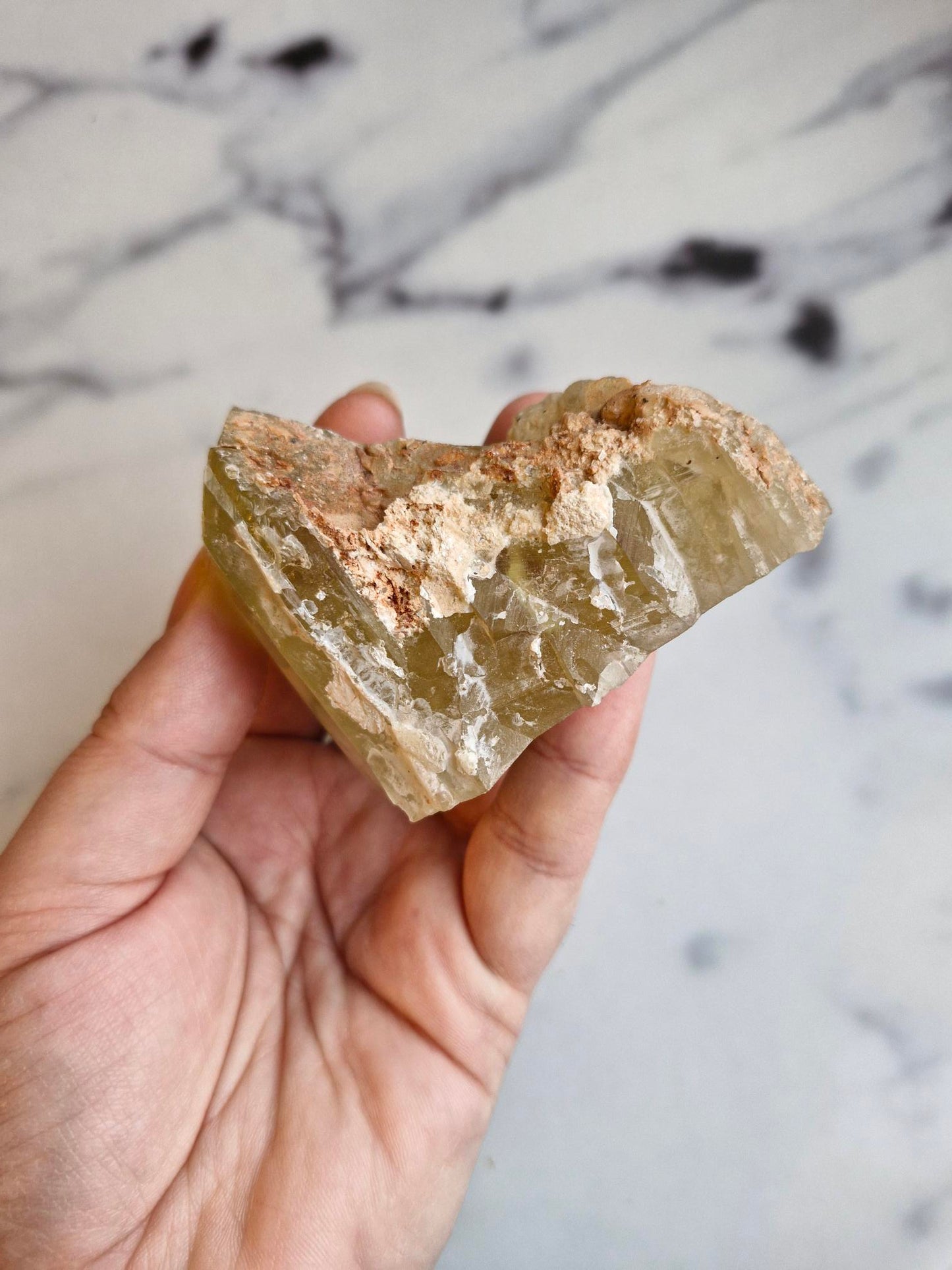 Natural Citrine Freeform - Half Raw Half Polished with Rainbows