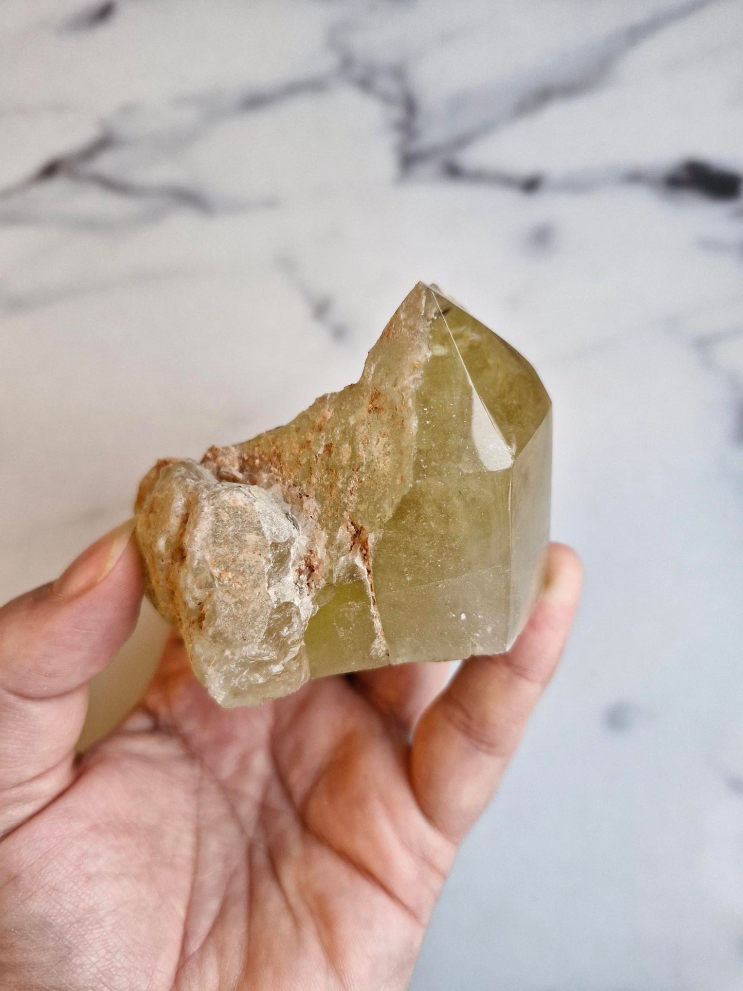 Natural Citrine Freeform - Half Raw Half Polished with Rainbows