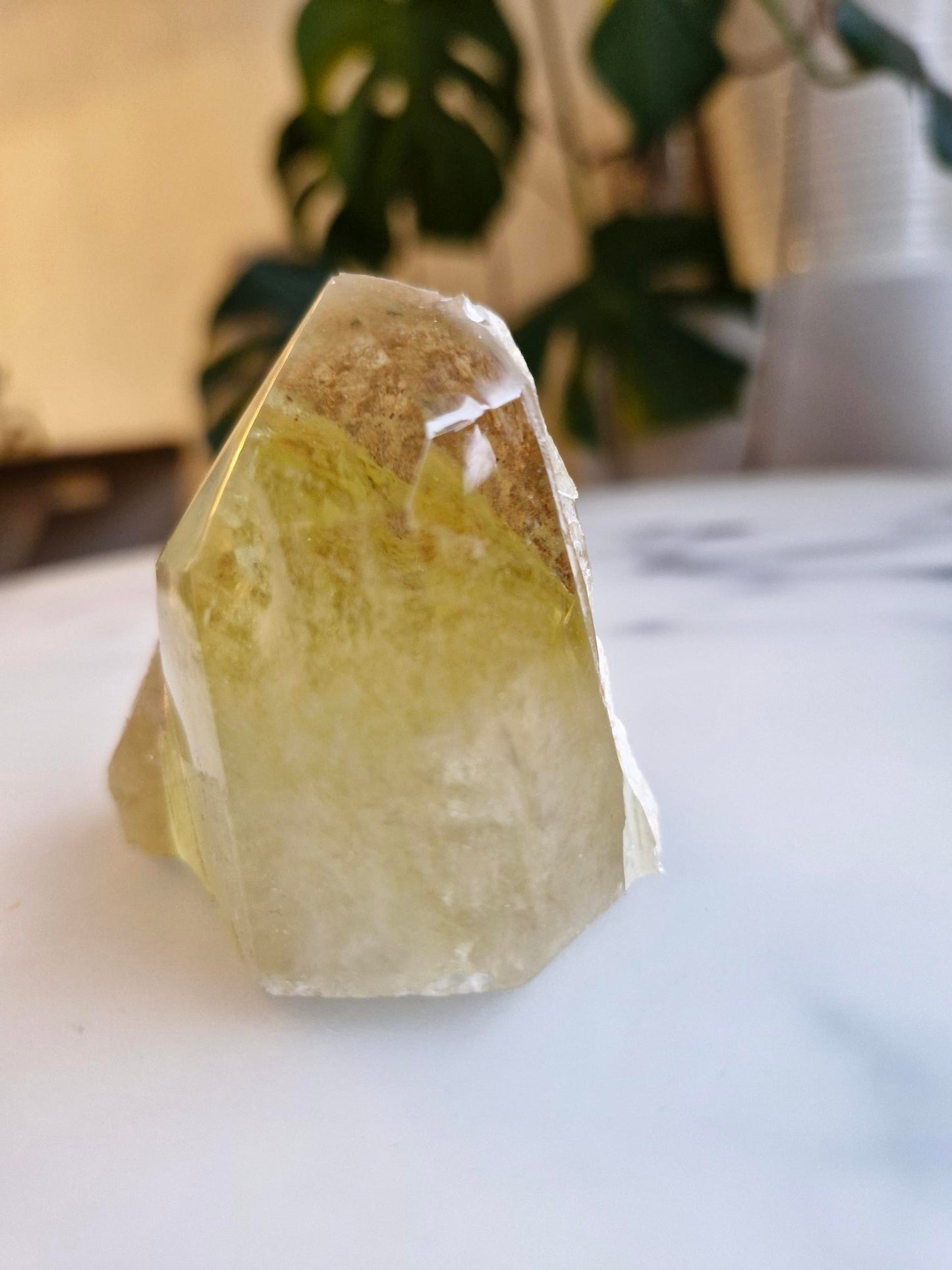 Natural Citrine Freeform - Half Raw Half Polished with Rainbows