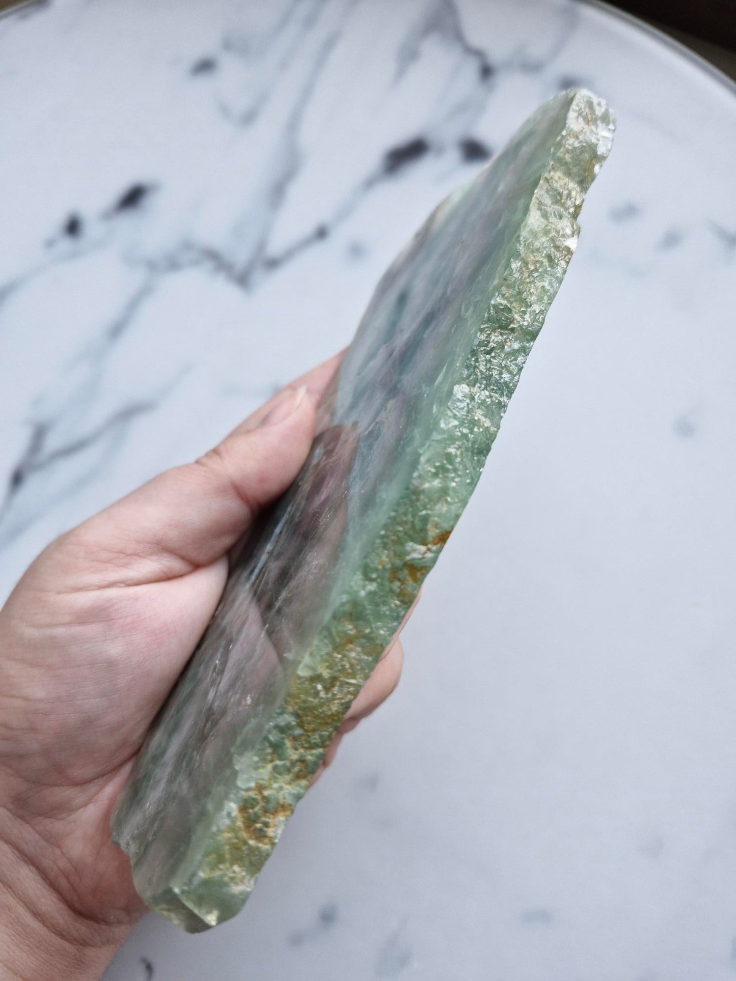 Green and Purple Banded Fluorite Slab