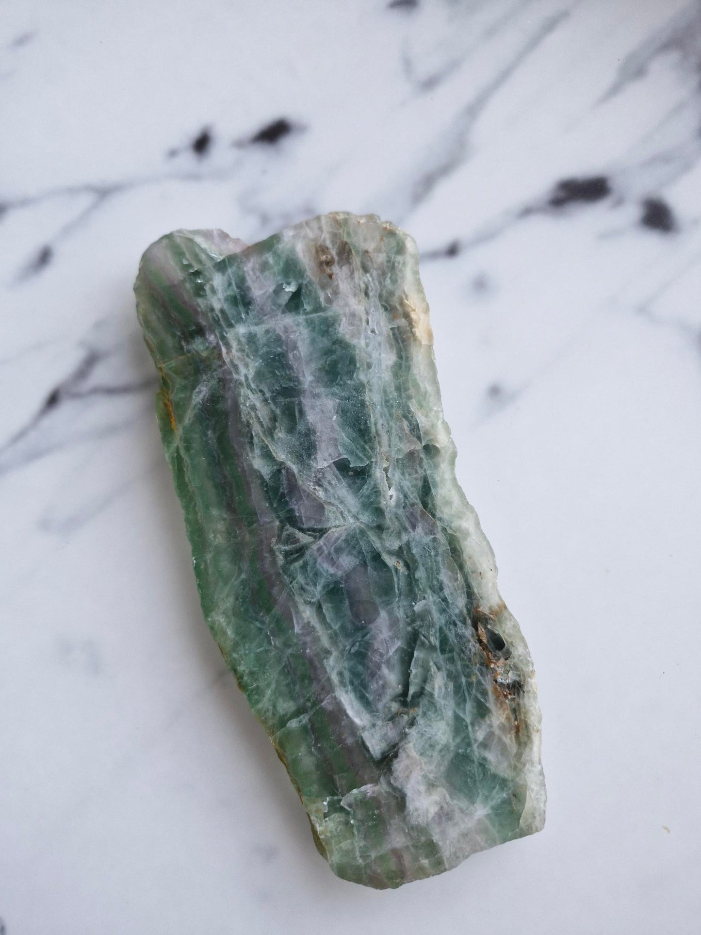 Green and Purple Banded Fluorite Slab