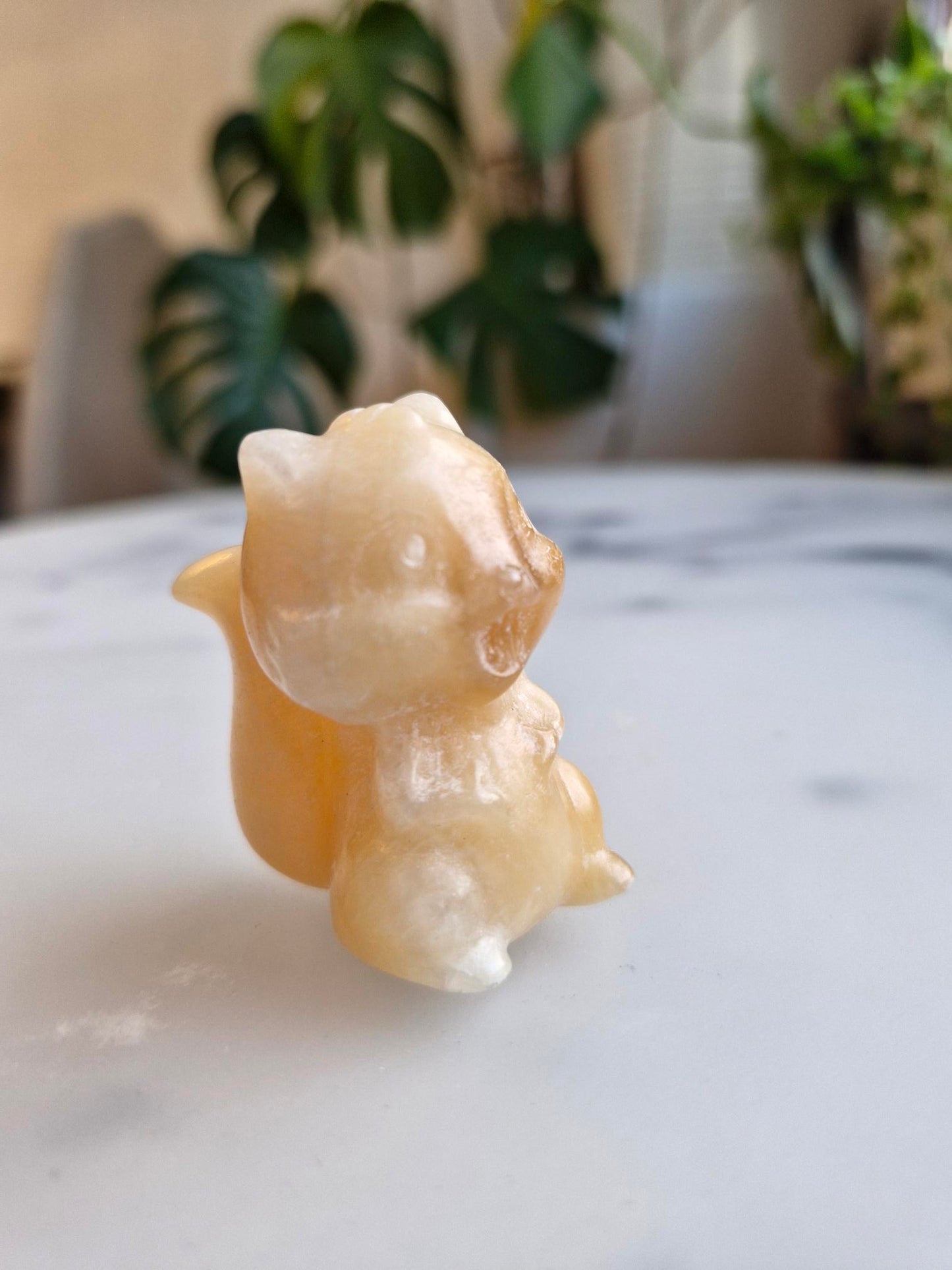 Orange Calcite Squirrel Carving