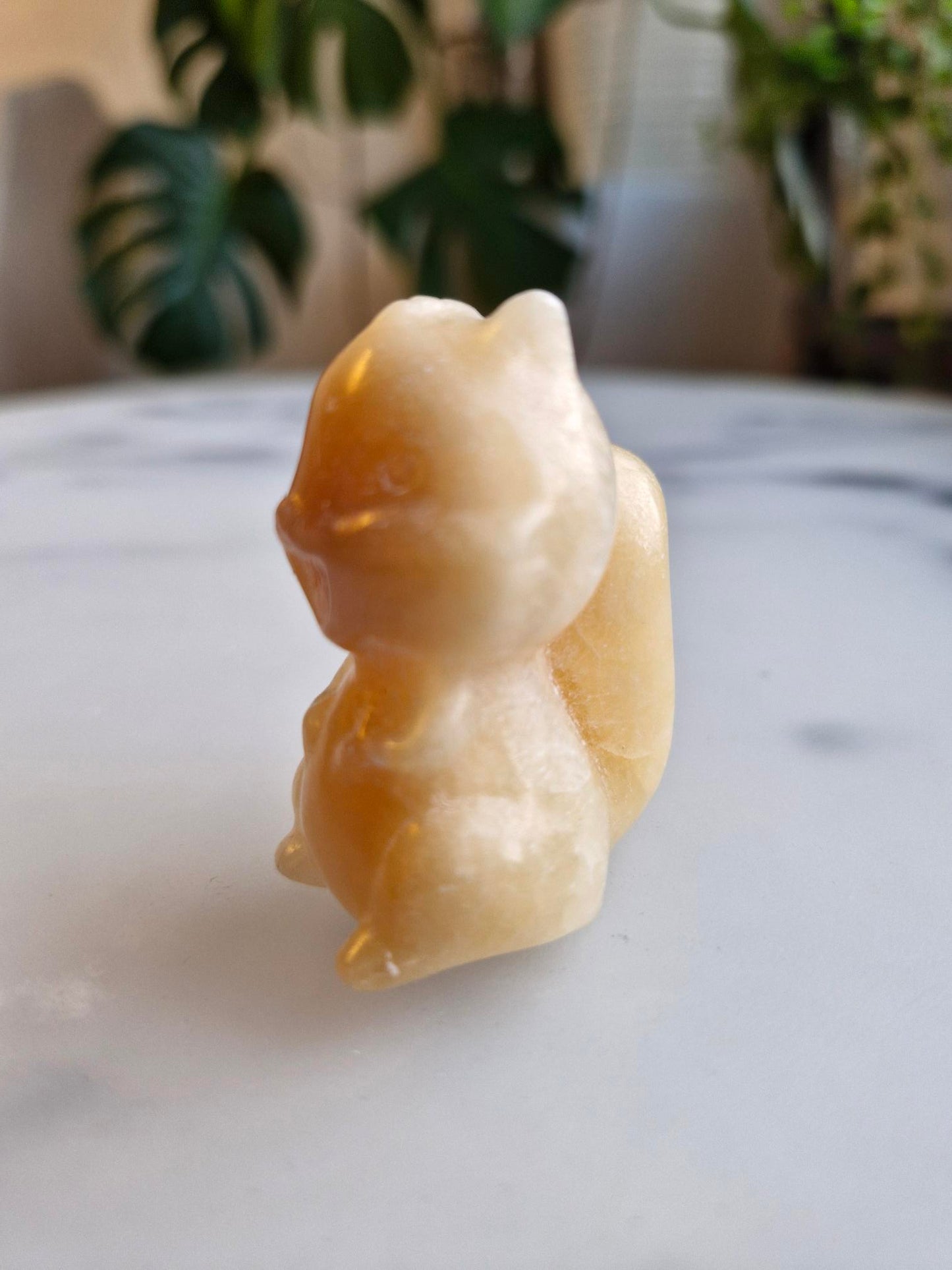 Orange Calcite Squirrel Carving