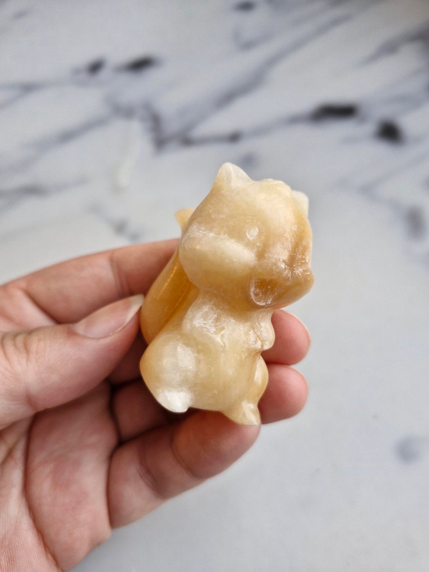 Orange Calcite Squirrel Carving