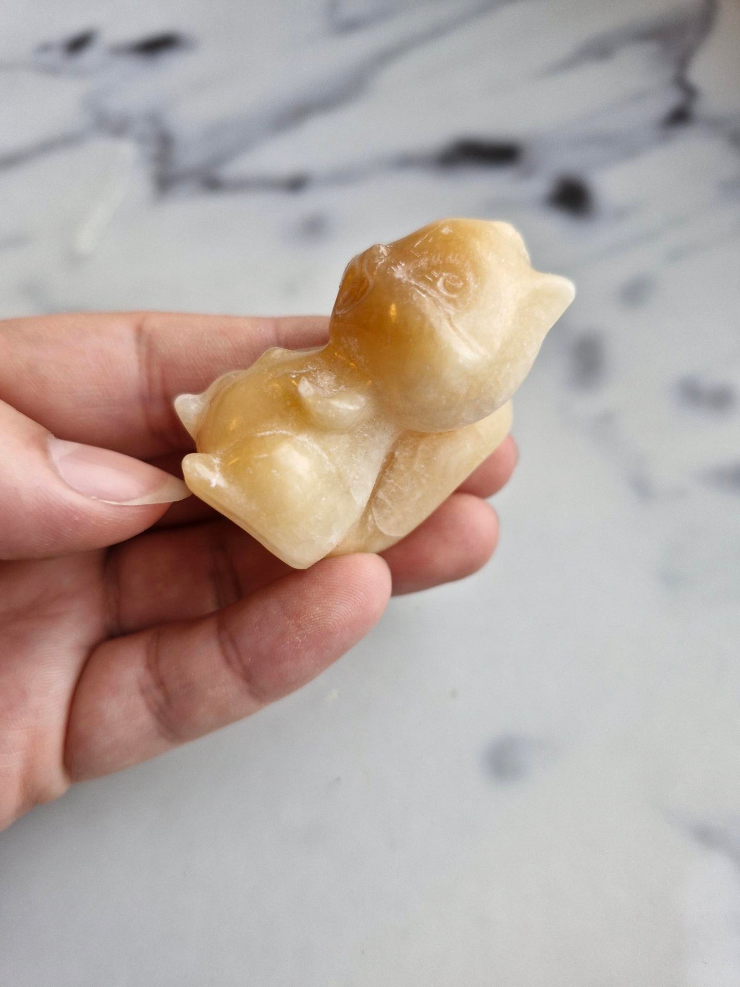Orange Calcite Squirrel Carving