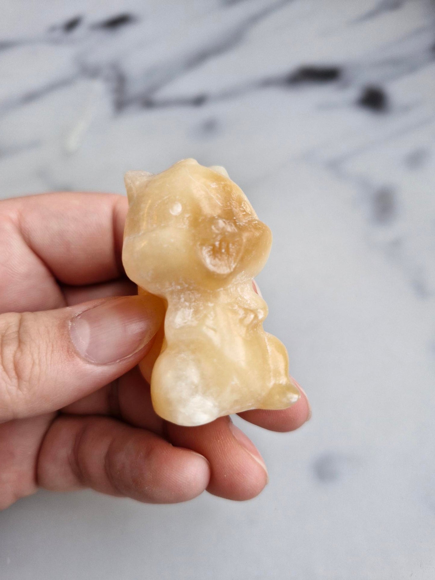Orange Calcite Squirrel Carving