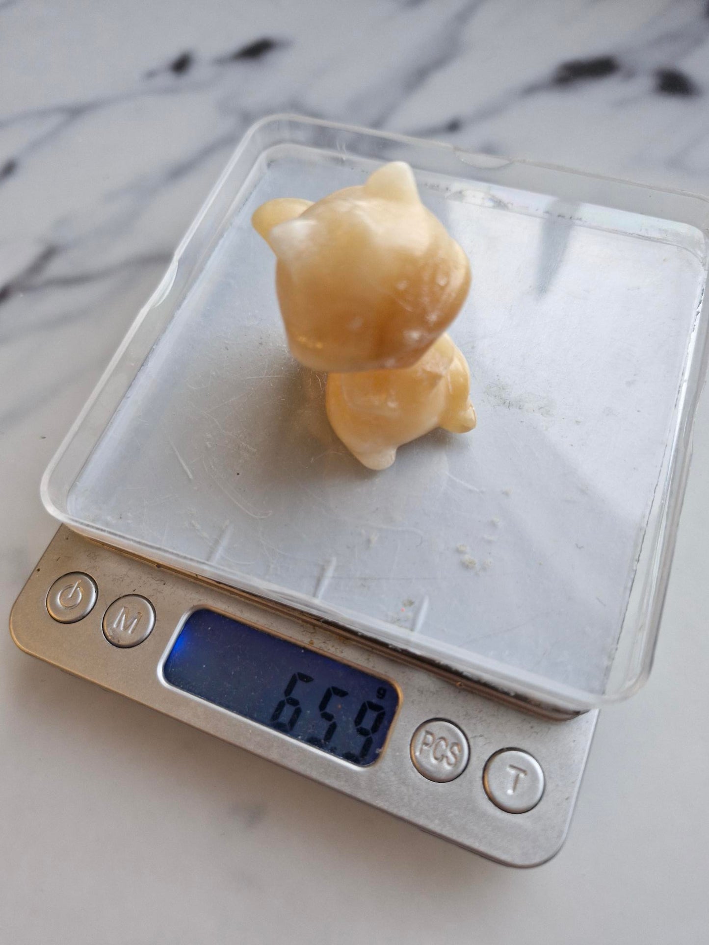 Orange Calcite Squirrel Carving