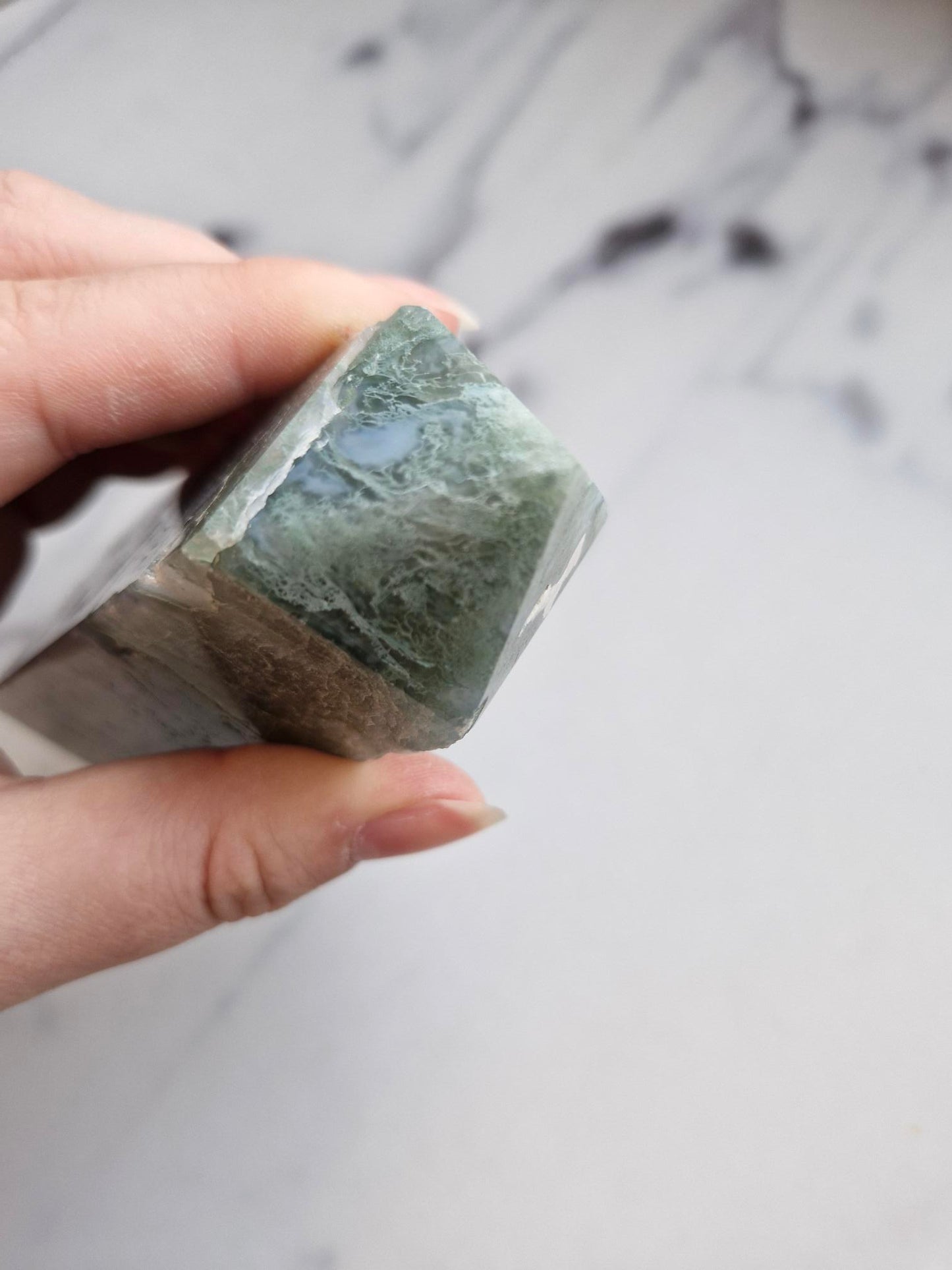 Druzy Moss Agate Tower