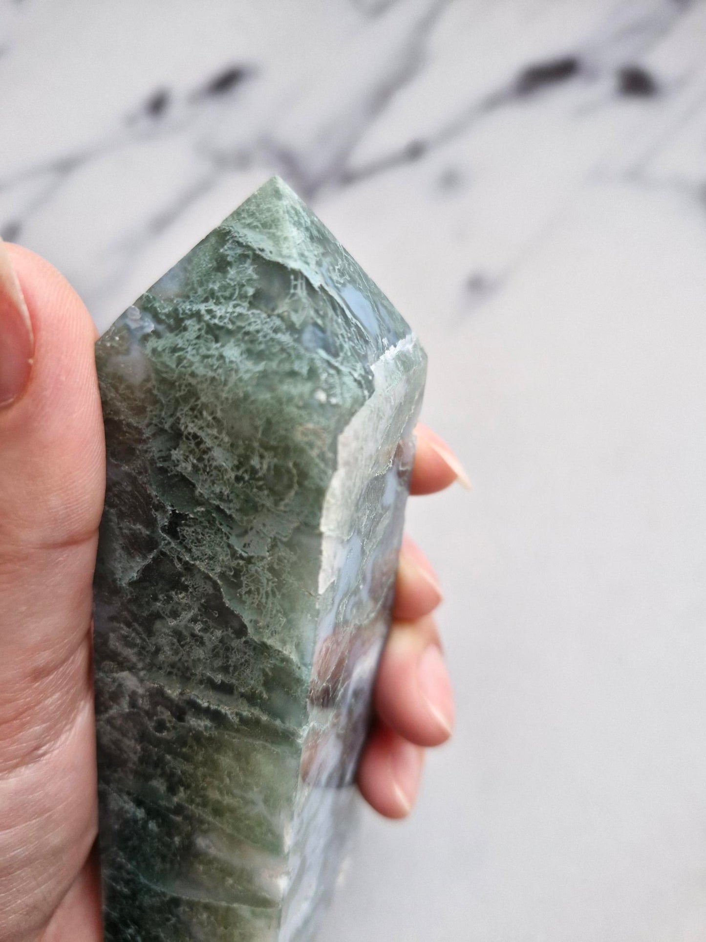 Druzy Moss Agate Tower