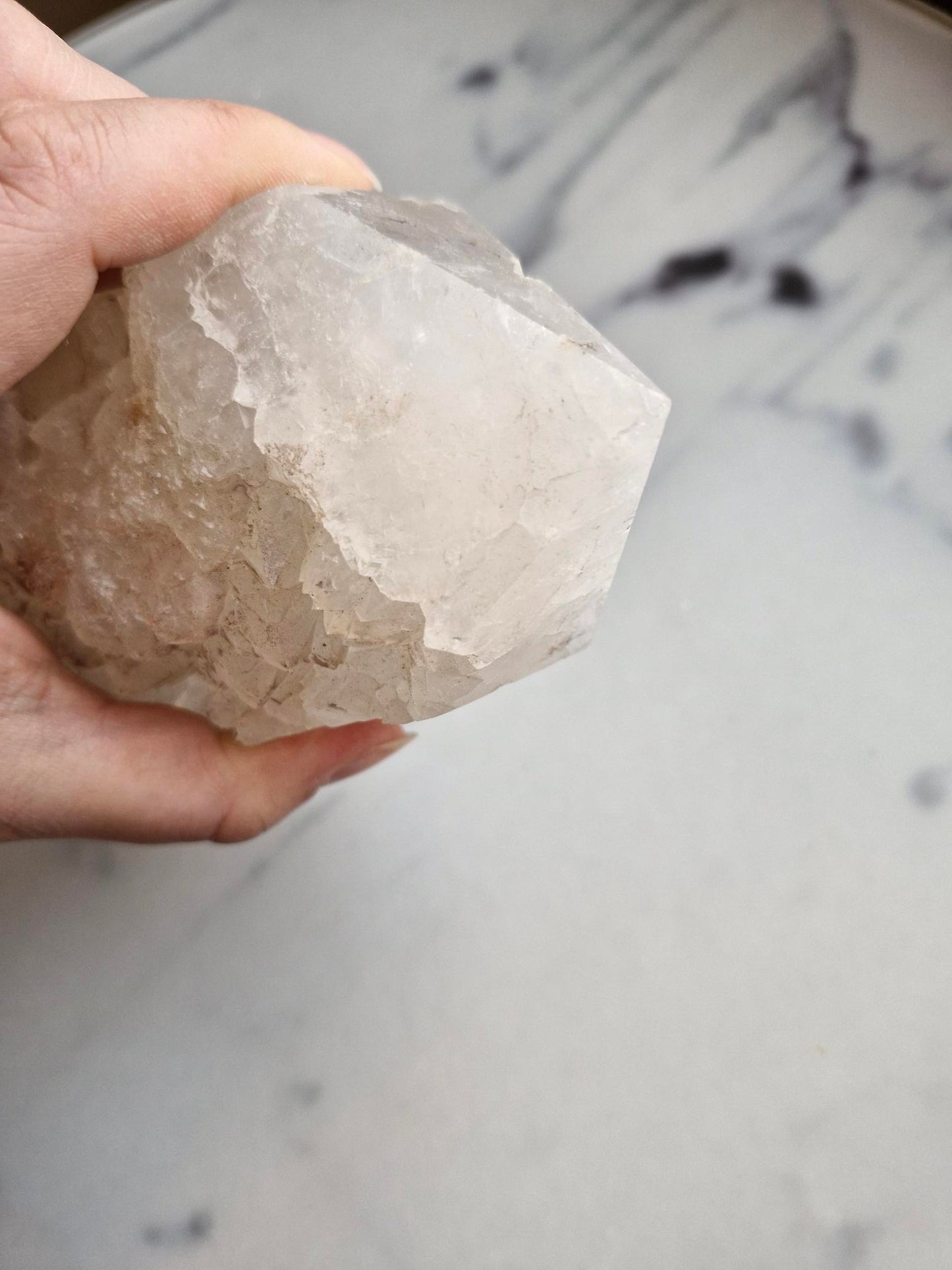 Half Polished Half Raw Crystal Agate Tower With Dendrites