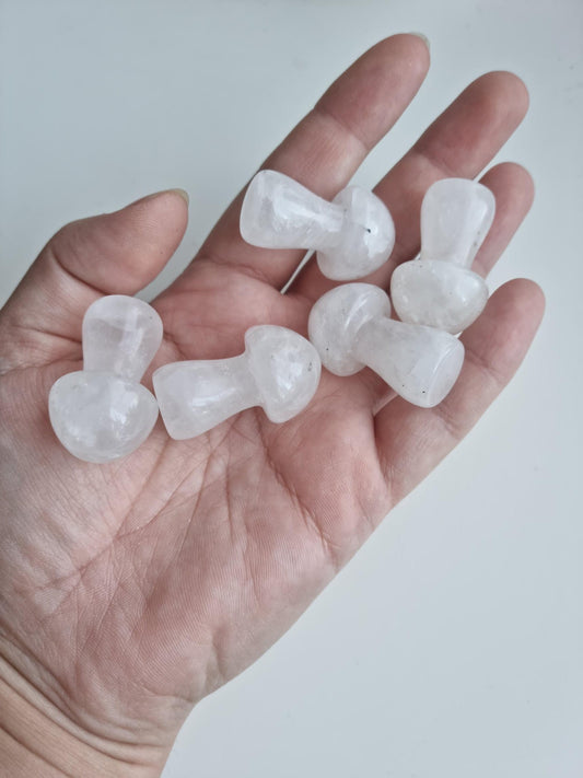 One (1) Milky Quartz Mushroom Carving