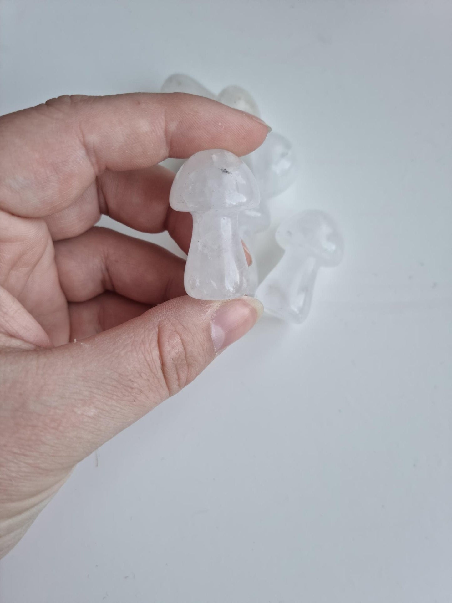 One (1) Milky Quartz Mushroom Carving