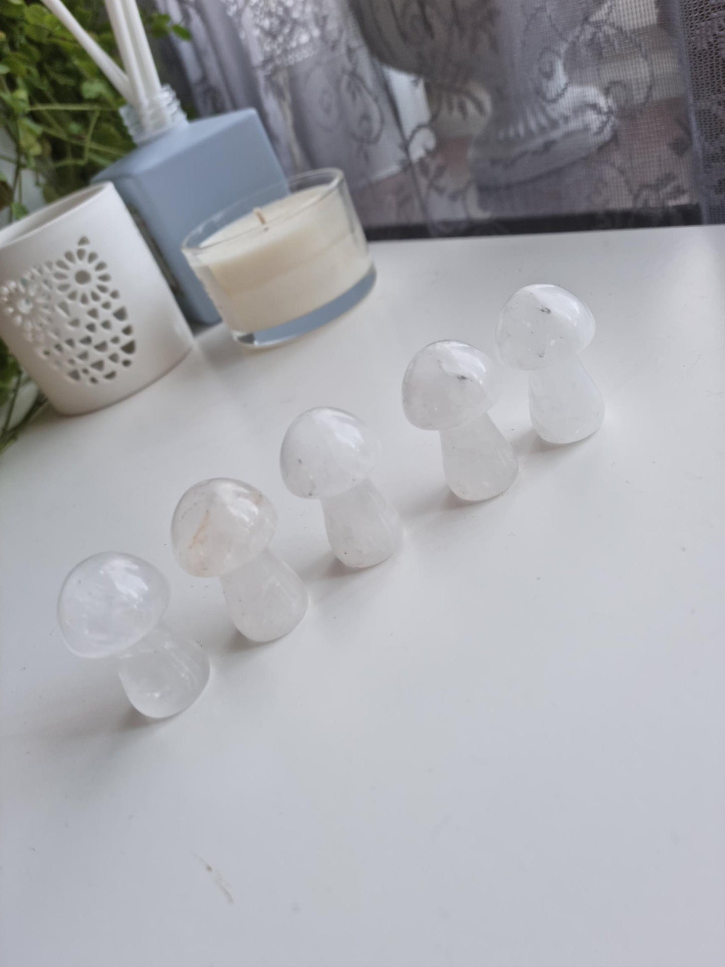 One (1) Milky Quartz Mushroom Carving