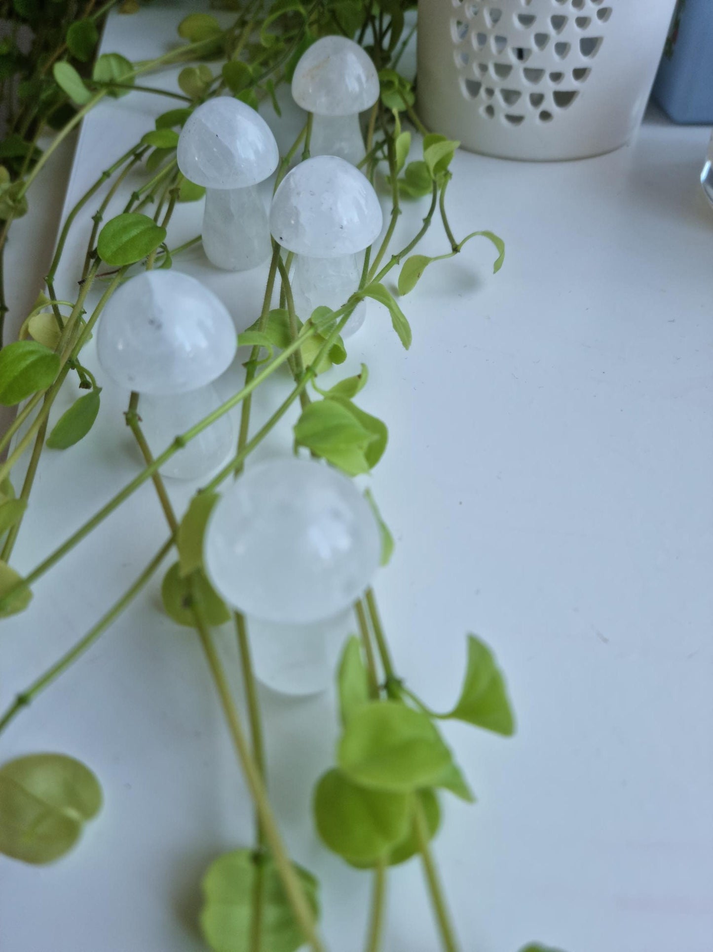 One (1) Milky Quartz Mushroom Carving