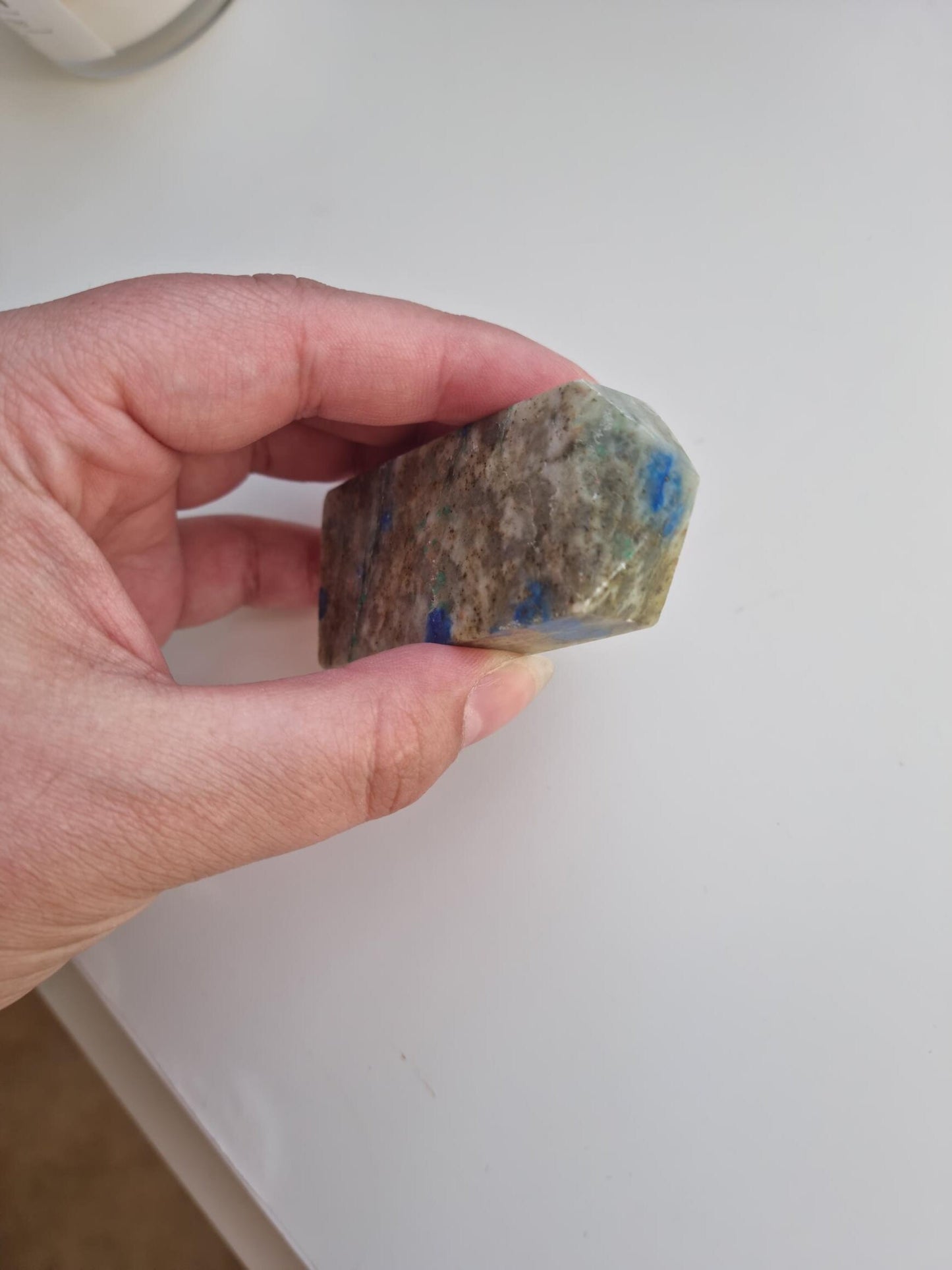 Blue and Green Chrysocolla in Quartz Tower