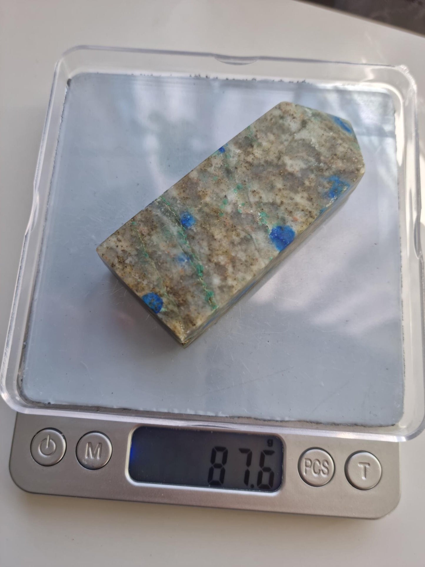 Blue and Green Chrysocolla in Quartz Tower
