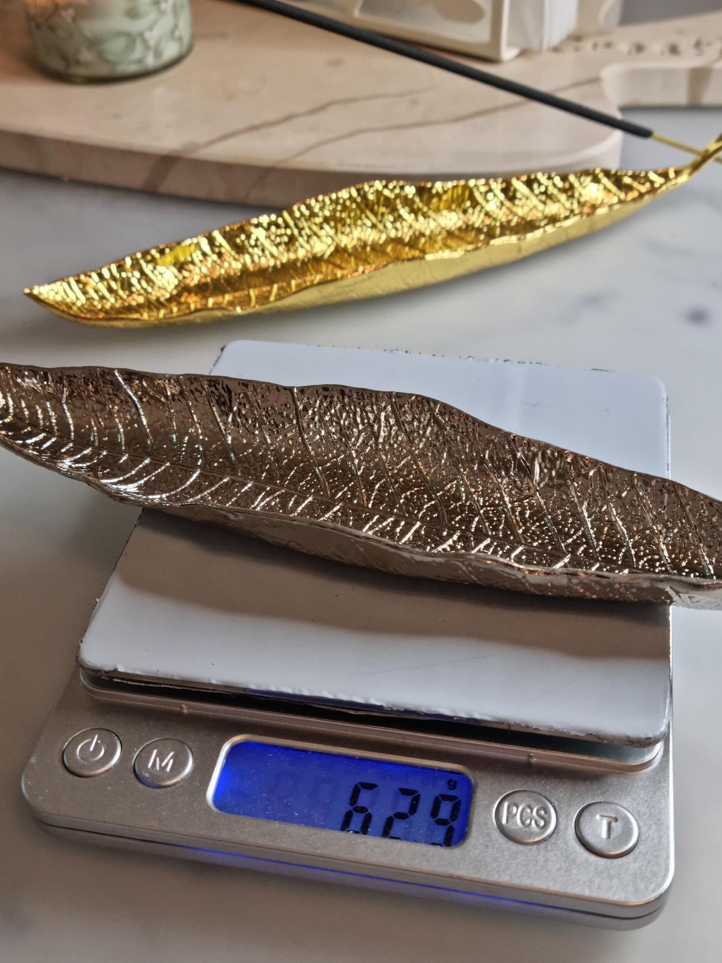 Metal Leaf-Shaped Incense and Trinket Holder