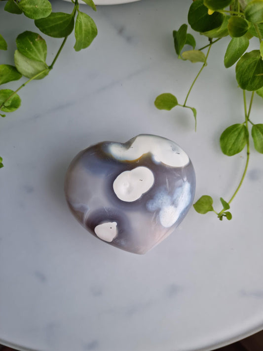 Druzy, Banded Orca Agate Heart