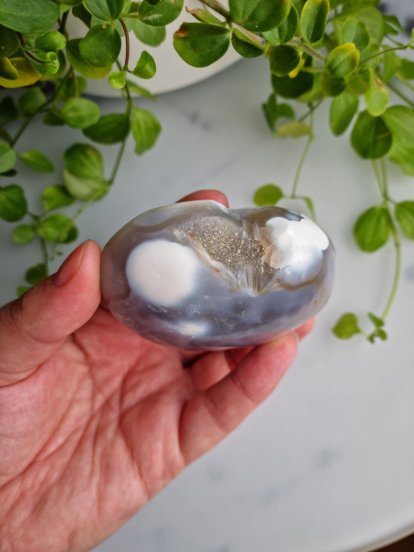 Druzy, Banded Orca Agate Heart