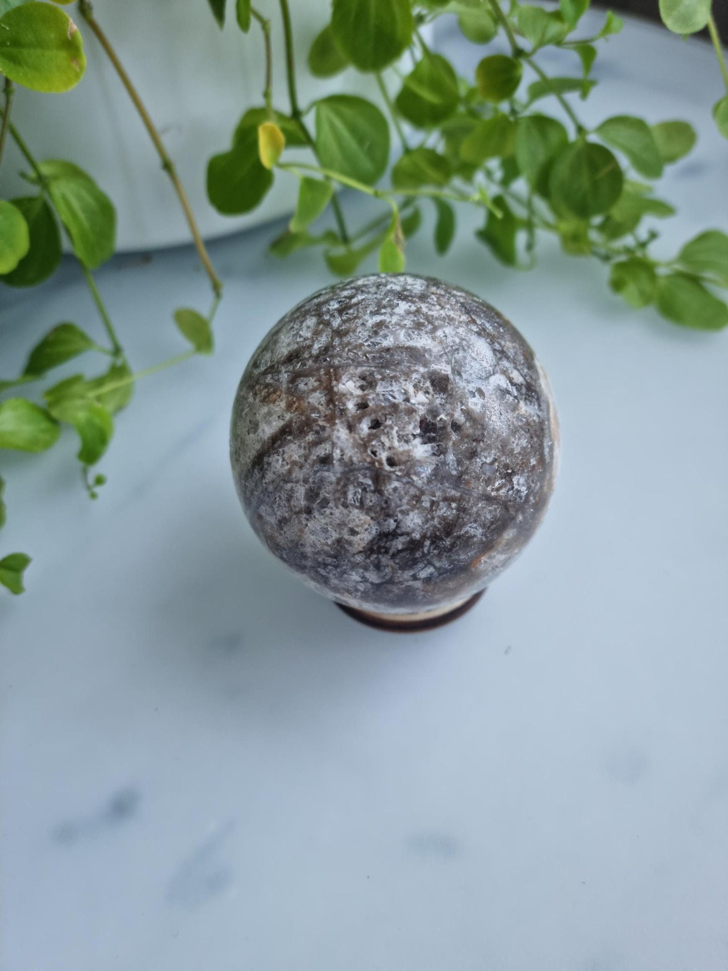 RARE FIND, Gorgeous Sphalerite Quartz Jasper Druzy Sphere With Iron Inclusions