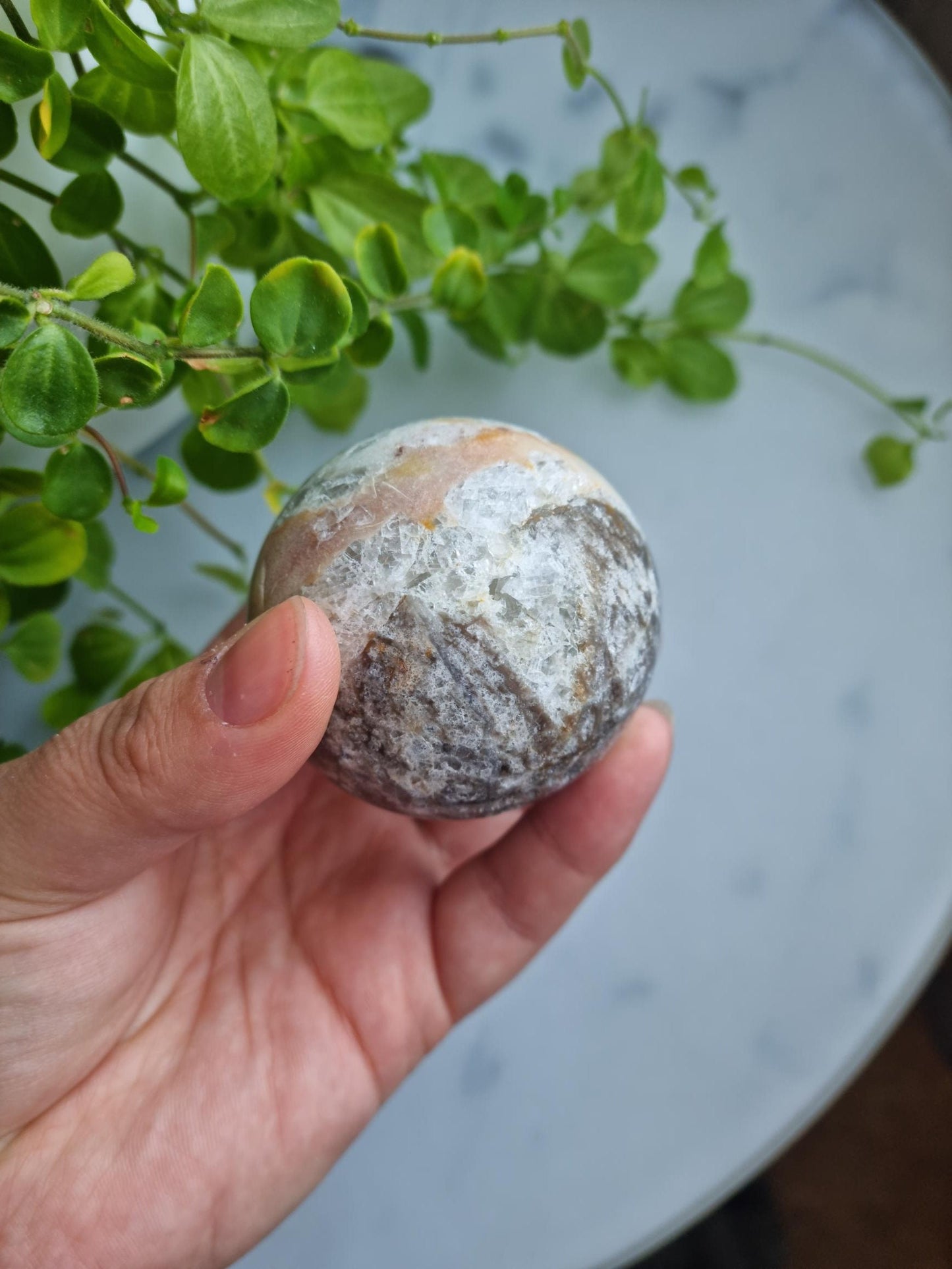 RARE FIND, Gorgeous Sphalerite Quartz Jasper Druzy Sphere With Iron Inclusions