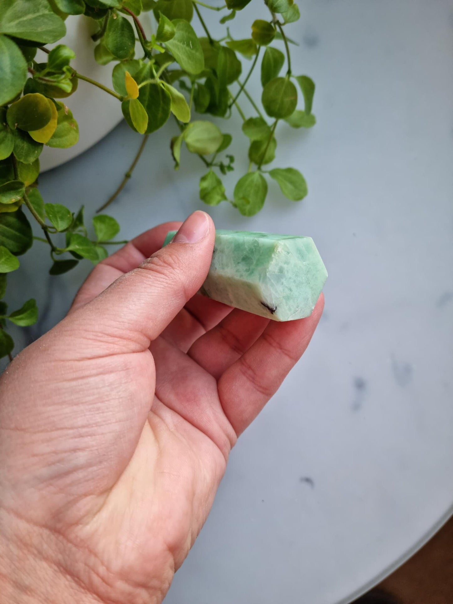 Gorgeous Amazonite Tower with Quartz, Black Tourmaline and Iron inclusions