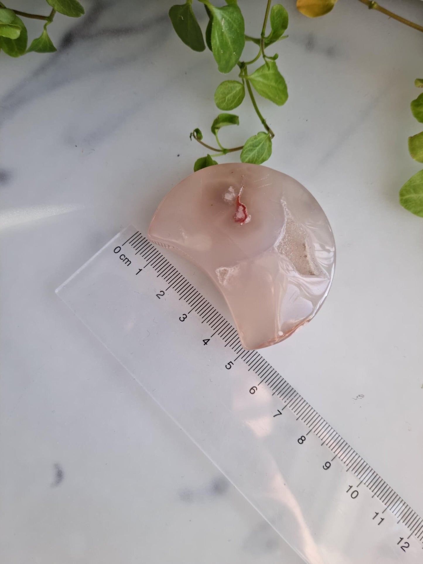 Beautiful Druzy Flower Agate Moon Carving